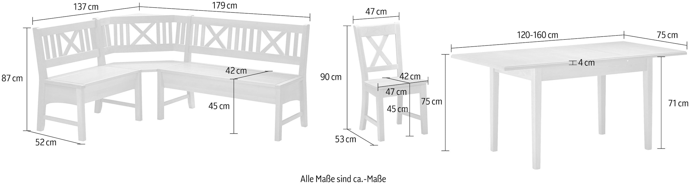 massivline&more Eckbankgruppe »Bodensee«, (Set, 7 tlg.)