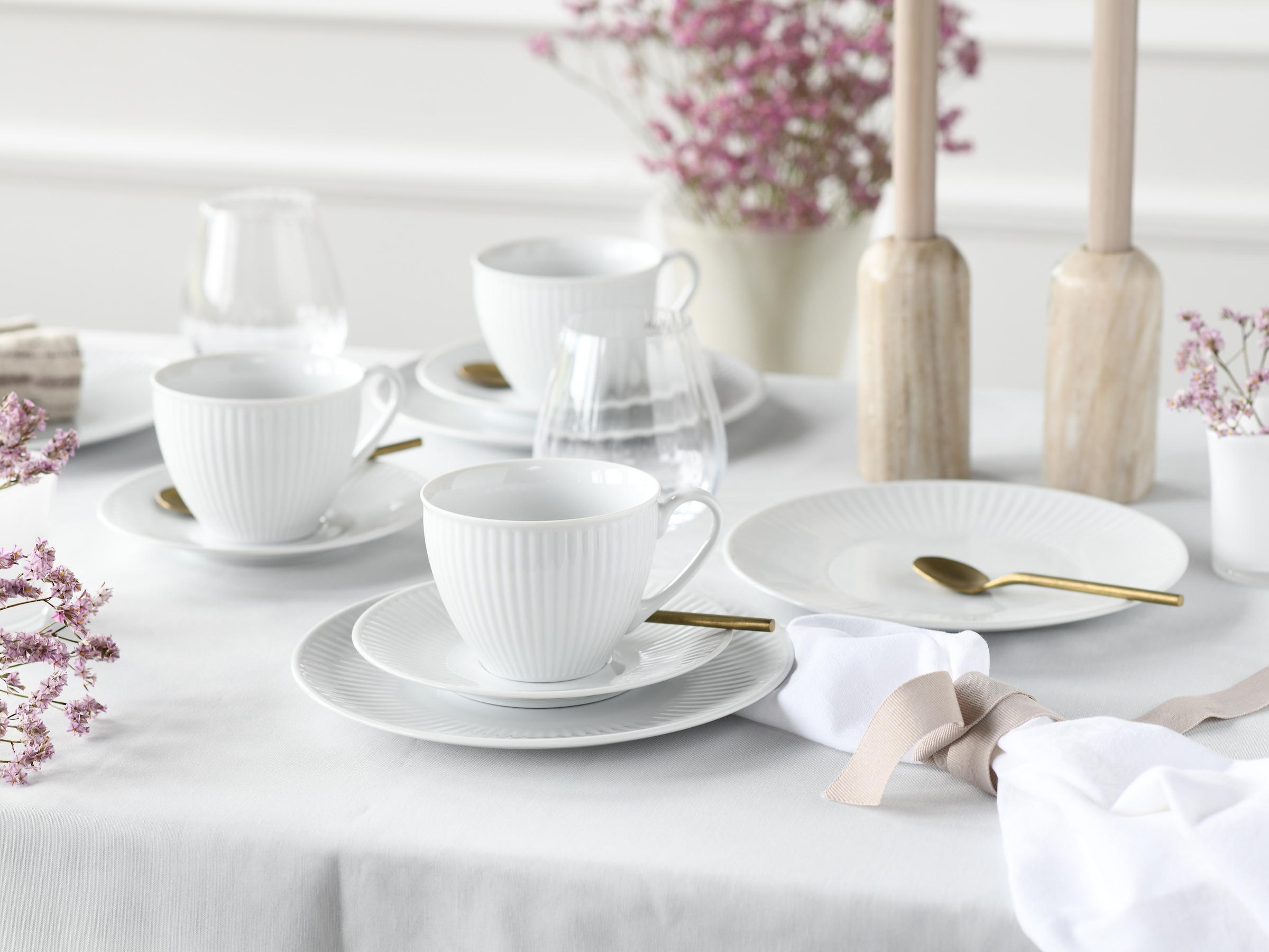 CreaTable Kaffeeservice »Valencia Weiß, Kaffee-Service 18-tlg« Elegant, Boho Chic