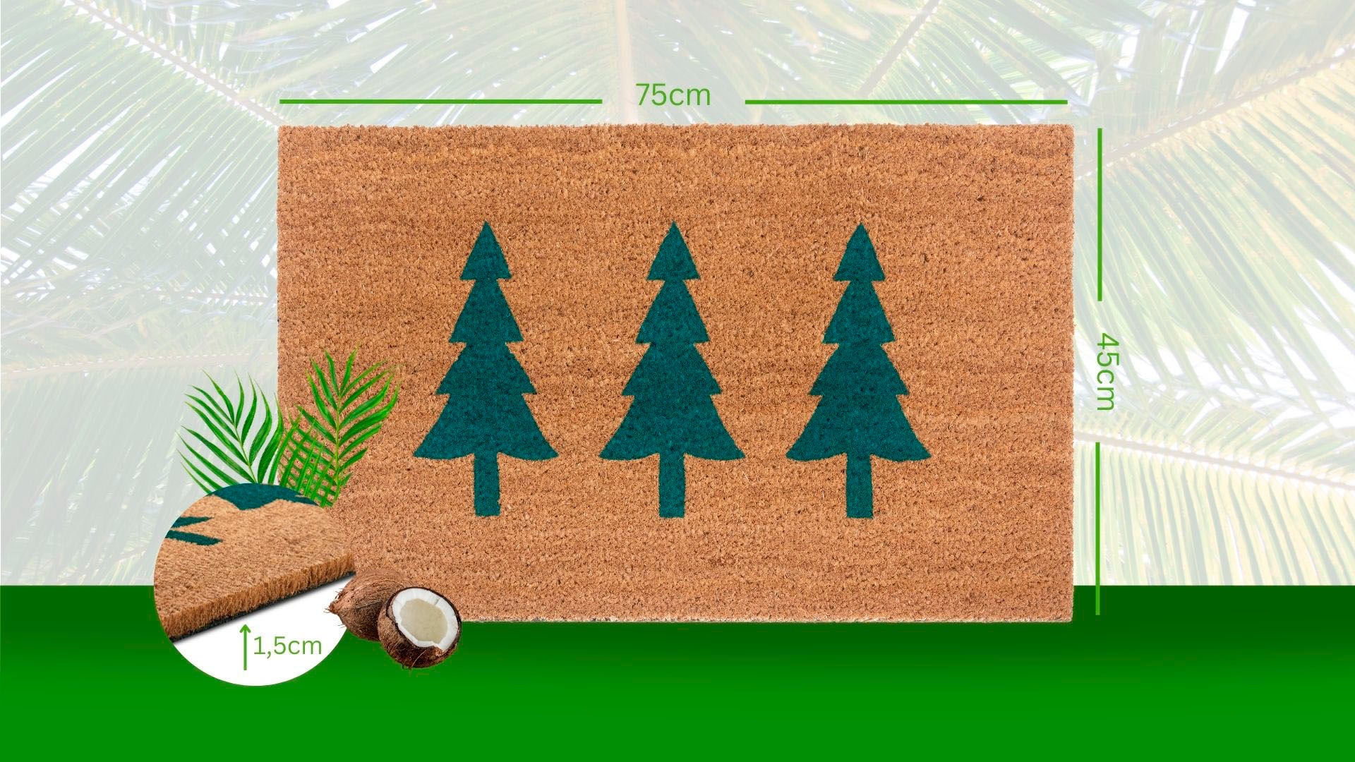 HANSE Home Fußmatte »Mix Mats Kokos Pine Trees«, rechteckig, 15 mm Höhe, Weihnachten, Schmutzfangmatte, Outdoor, Rutschfest, Innen, Kokosmatte