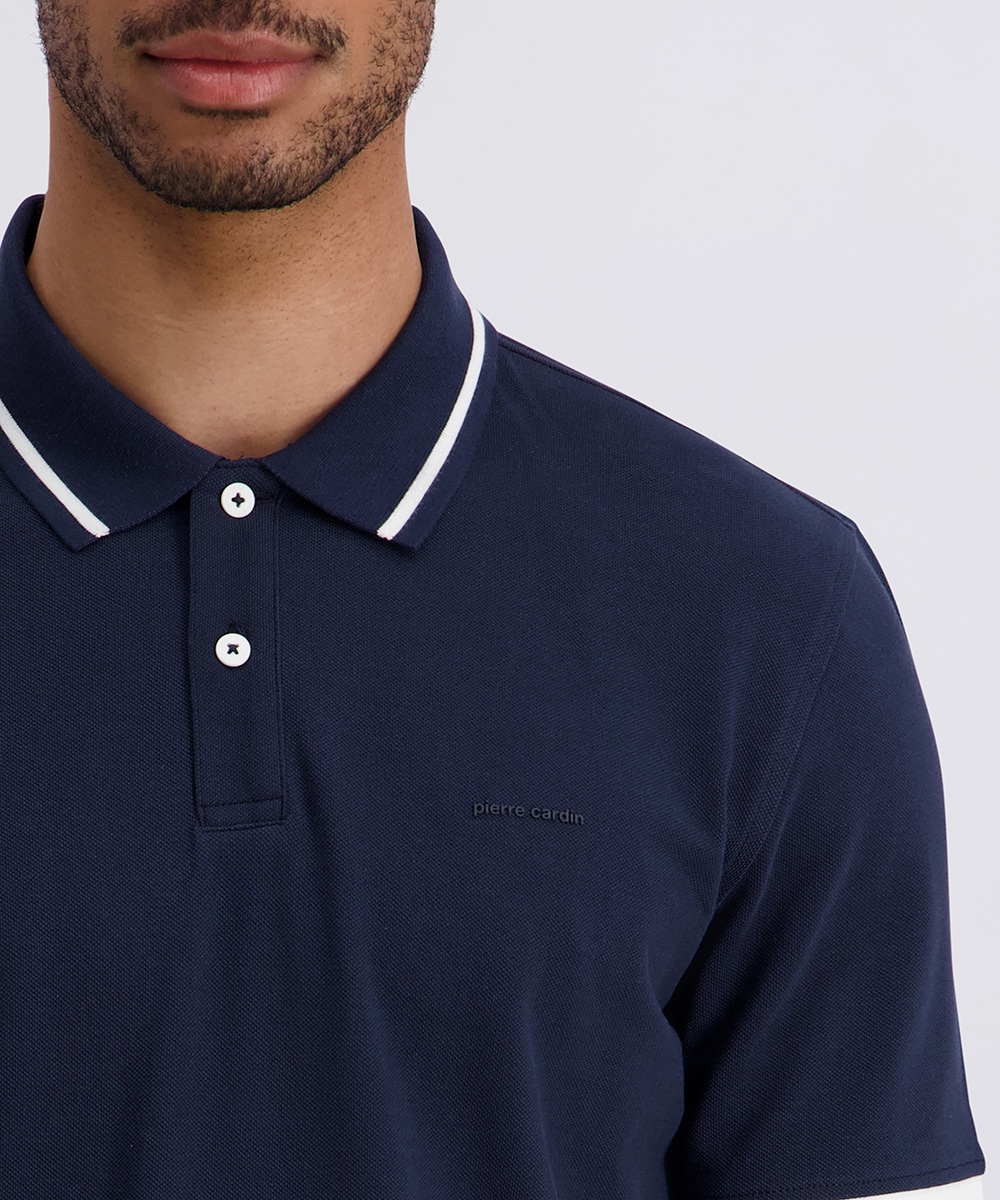 Pierre Cardin Poloshirt »Poloshirt uni piquee kontrast« mit Logo Schriftzug