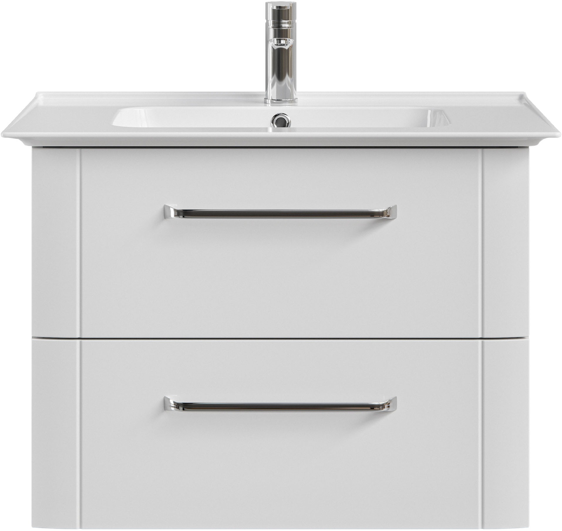 Saphir Badmöbel-Set »Waschtisch Serie 3006 Keramik-Waschtisch mit Unterschrank, 80 cm breit«, (2 St.), Waschplatz mit 2 Schubladen, Badmöbel-Set mit Waschtisch