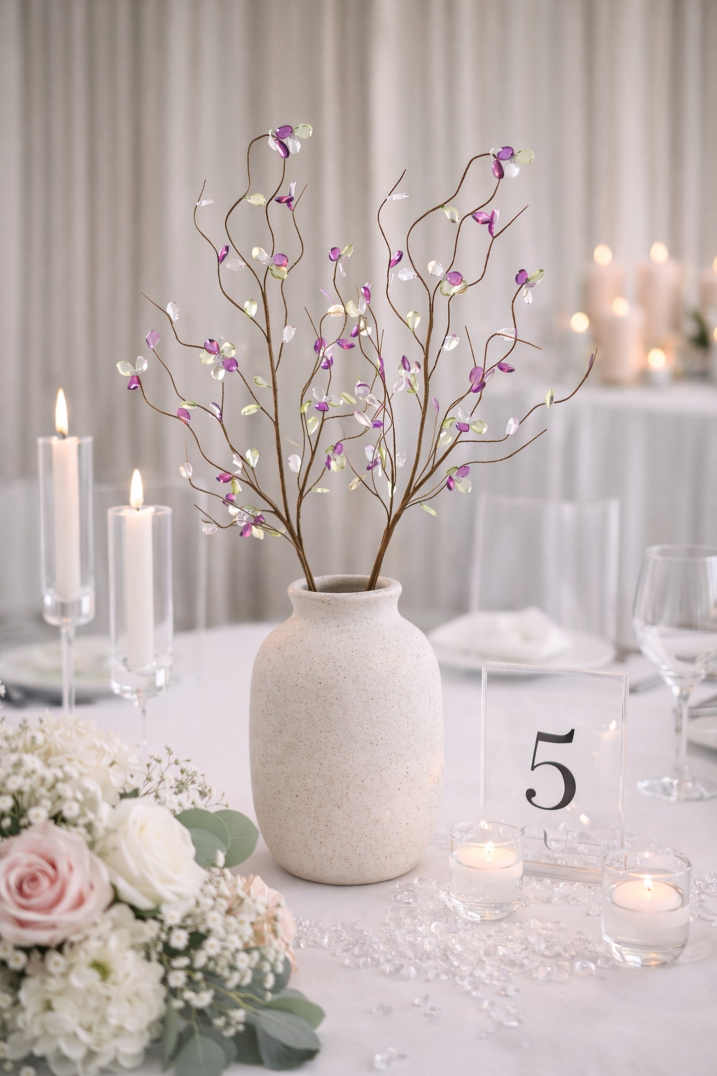 I.GE.A. Kunstzweig »Deko-Zweig mit Blüten« 2er Set Ast Blume Einzelblume Floristik Hochzeit Kränze Kunstblume