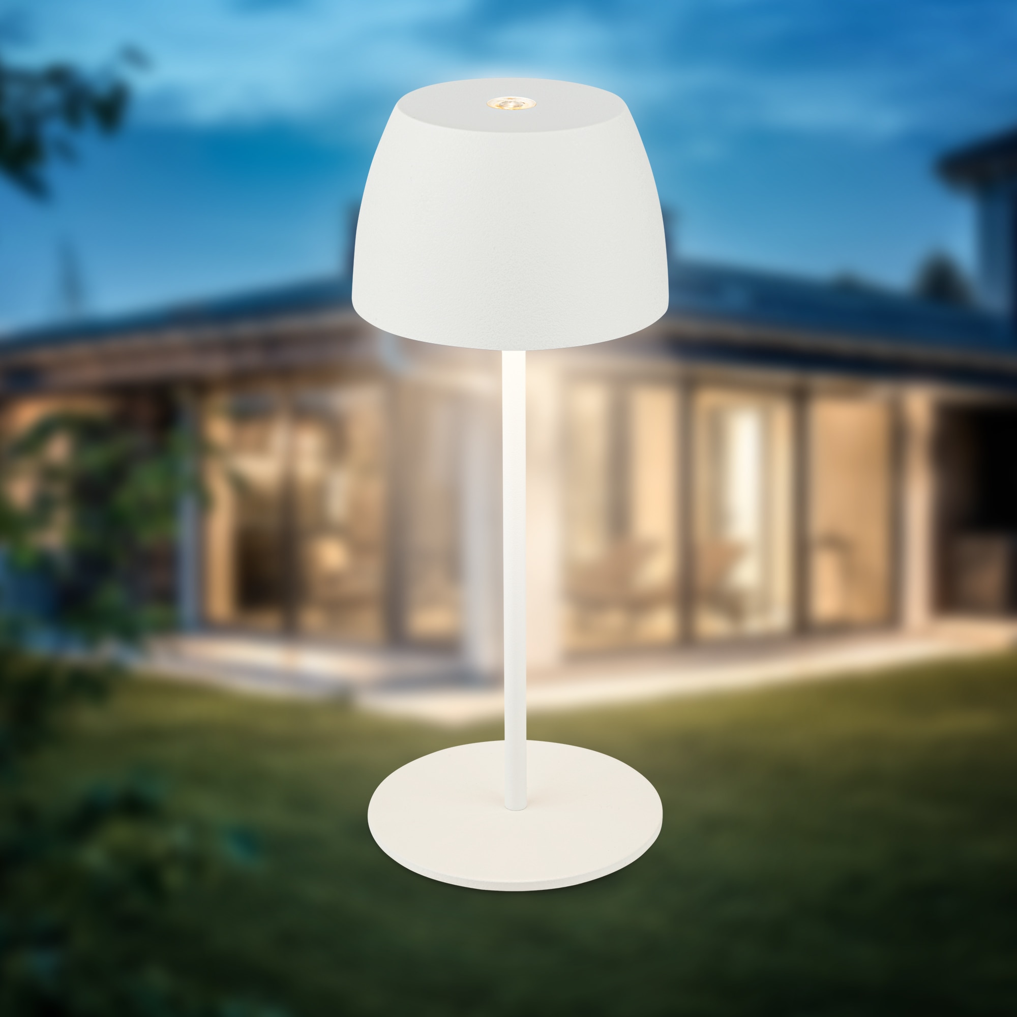 B.K.Licht Außen-Tischleuchte »BK_TL1605 Mini Akku LED Tischlampe, Touchdimmer, mit USB-C« LED-Modul 1 Stk. Extra-Warmweiß 2.700 K, 150 Lm, 2,5W, IP44, Akku wechselbar, 4h-24h Leuchtdauer, Weiß