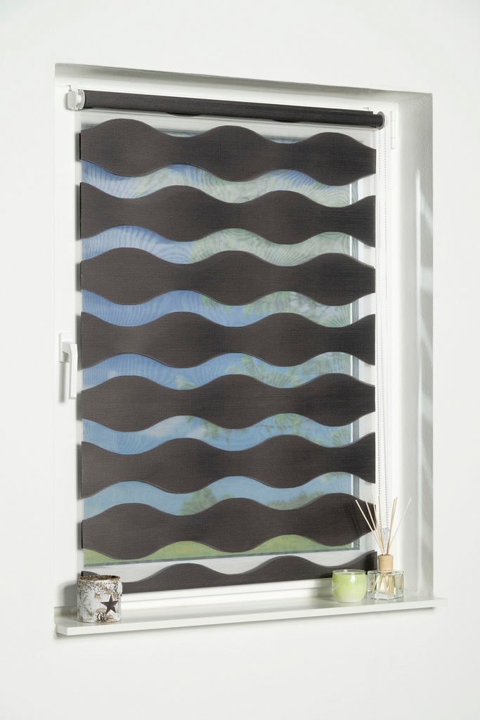 K-Home Doppelrollo »Welle« Lichtschutz ohne Bohren im Festmaß in grau