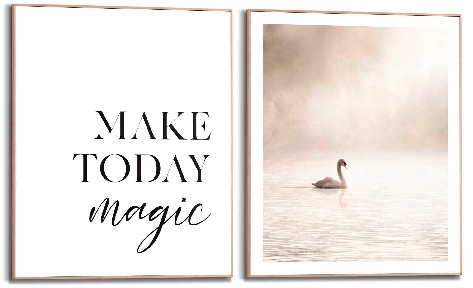 Reinders! Poster »Magischer Schwan« in beige, Größe B/H/T: 40 cm x 50 cm x 1,6 cm