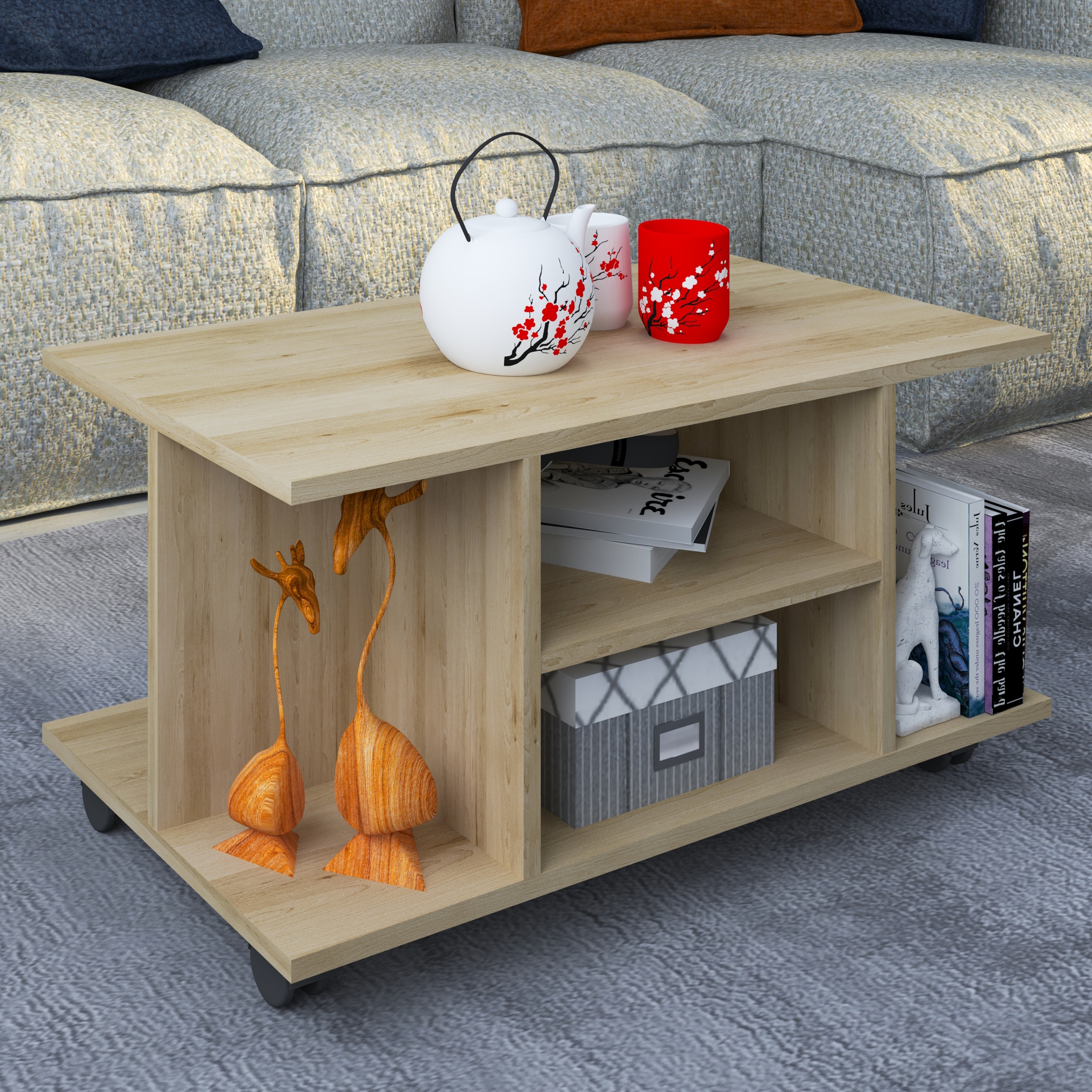 VCM Beistelltisch »Holz Sofatisch Couchtisch Rollen Findula«