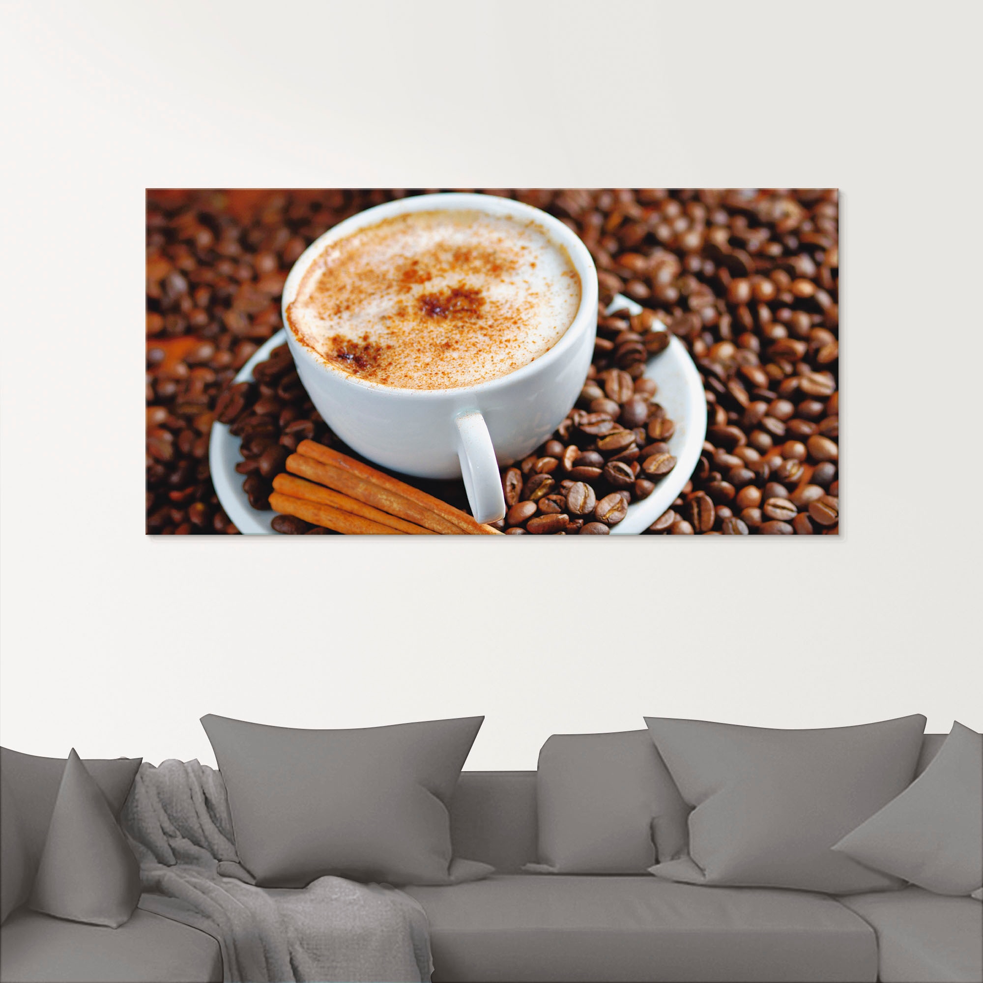 Glasbild »Cappuccino - Kaffee«, Getränke, (1 St.), in verschiedenen Größen