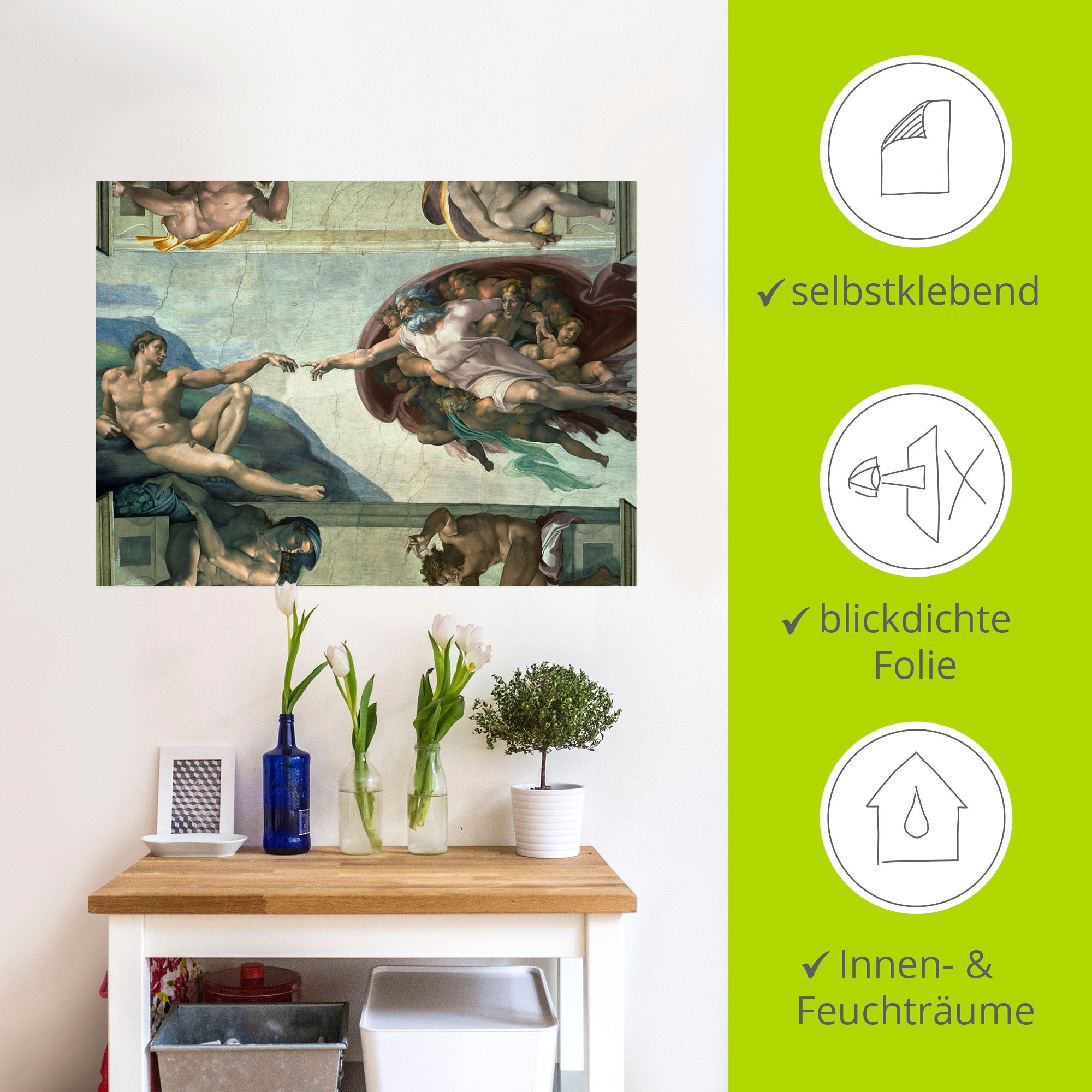 Artland Wandbild »Die Erschaffung des Adam«, Religion, (1 St.), als Leinwandbild, Poster, Wandaufkleber in verschied. Größen