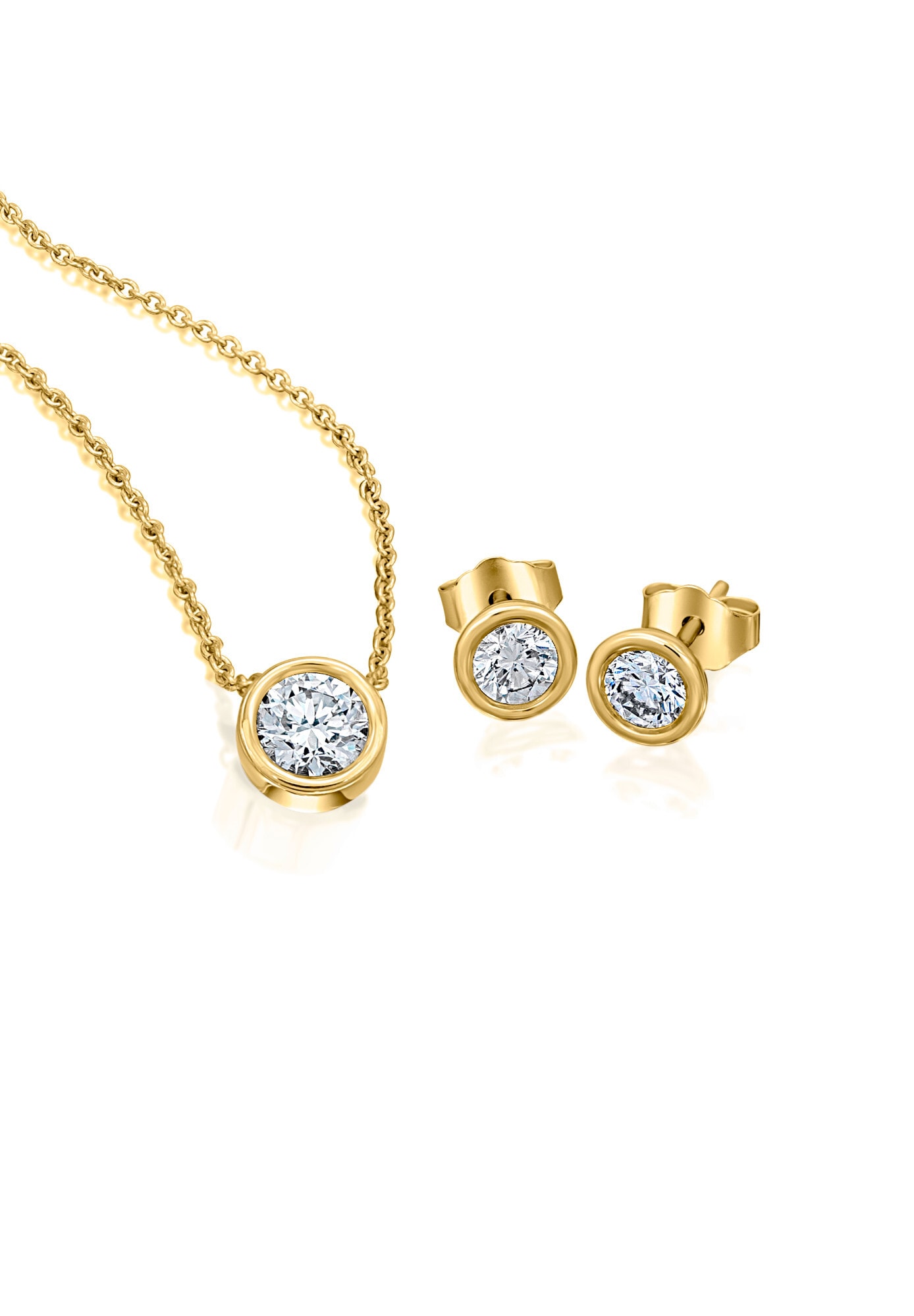 ONE ELEMENT Goldkette »0.2 ct Diamant Brillant Zarge Halskette aus 585 Weißgold  45 cm Ø 5,45 mm«