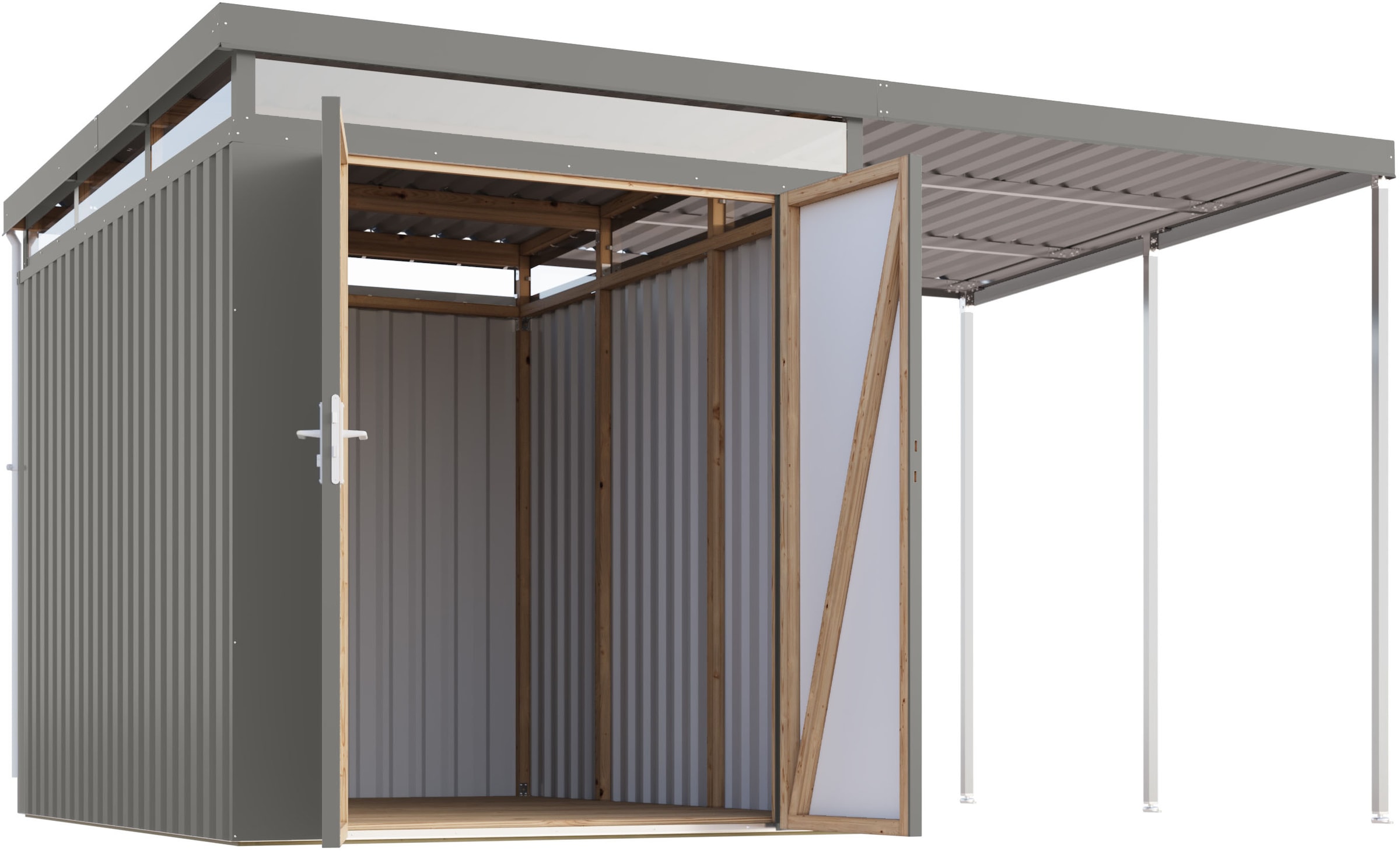 Karibu Gerätehaus »Titanium 2,5 SET mit Anbaudach«
