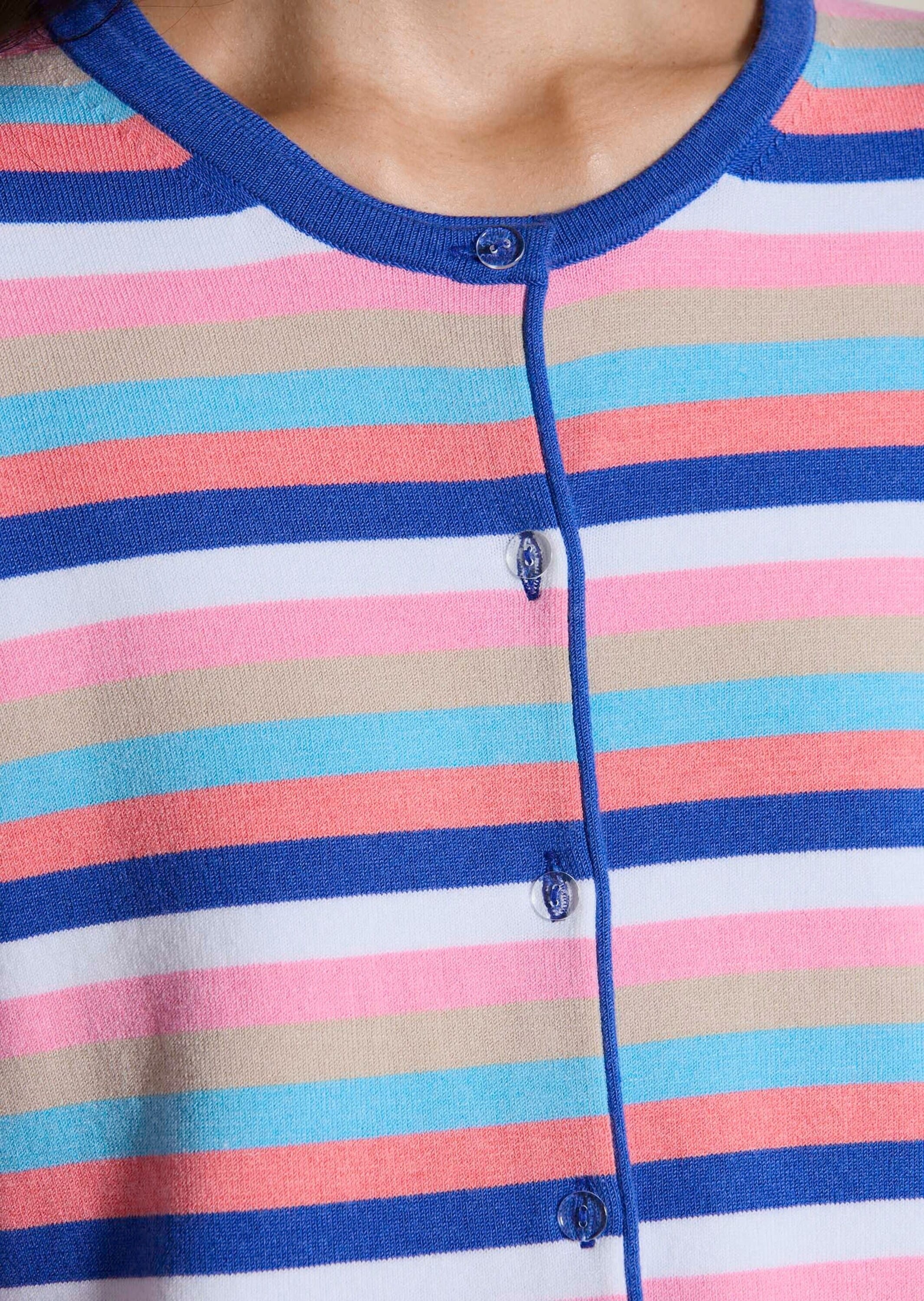 MADELEINE Strickjacke »Strickjacke Streifenjacke aus Modal, Feinstrick, Rundhals« Multicolour-Streifen