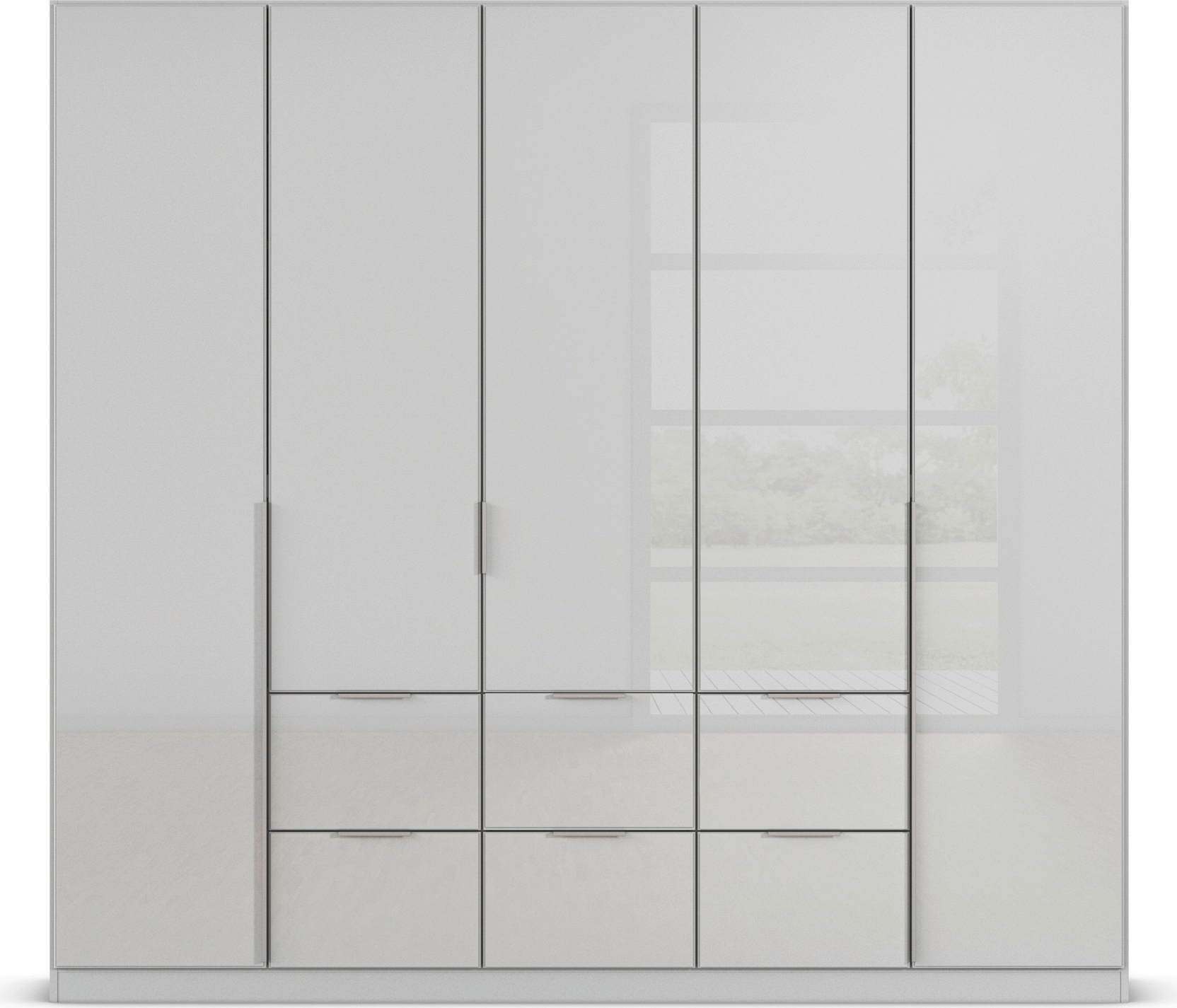 rauch Drehtürenschrank »Kleiderschrank Kleiderschränke Schrank Garderobe AGORDO mit Glasfront«, (in zwei Griff-Farben mit Glasfront), mit Außenschubkästen, in 6 Breiten und 2 Höhen MADE IN GERMANY