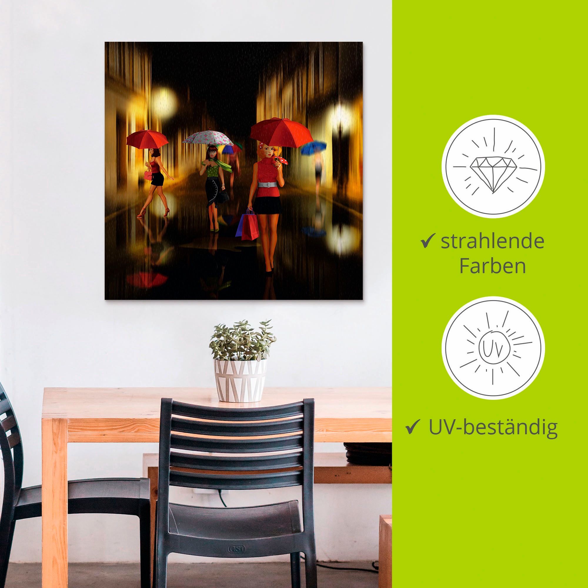 Artland Wandbild »Frauen beim Einkaufen im Regen«, Frau, (1 St.), als Alubild, Outdoorbild, Leinwandbild, Poster in verschied. Größen