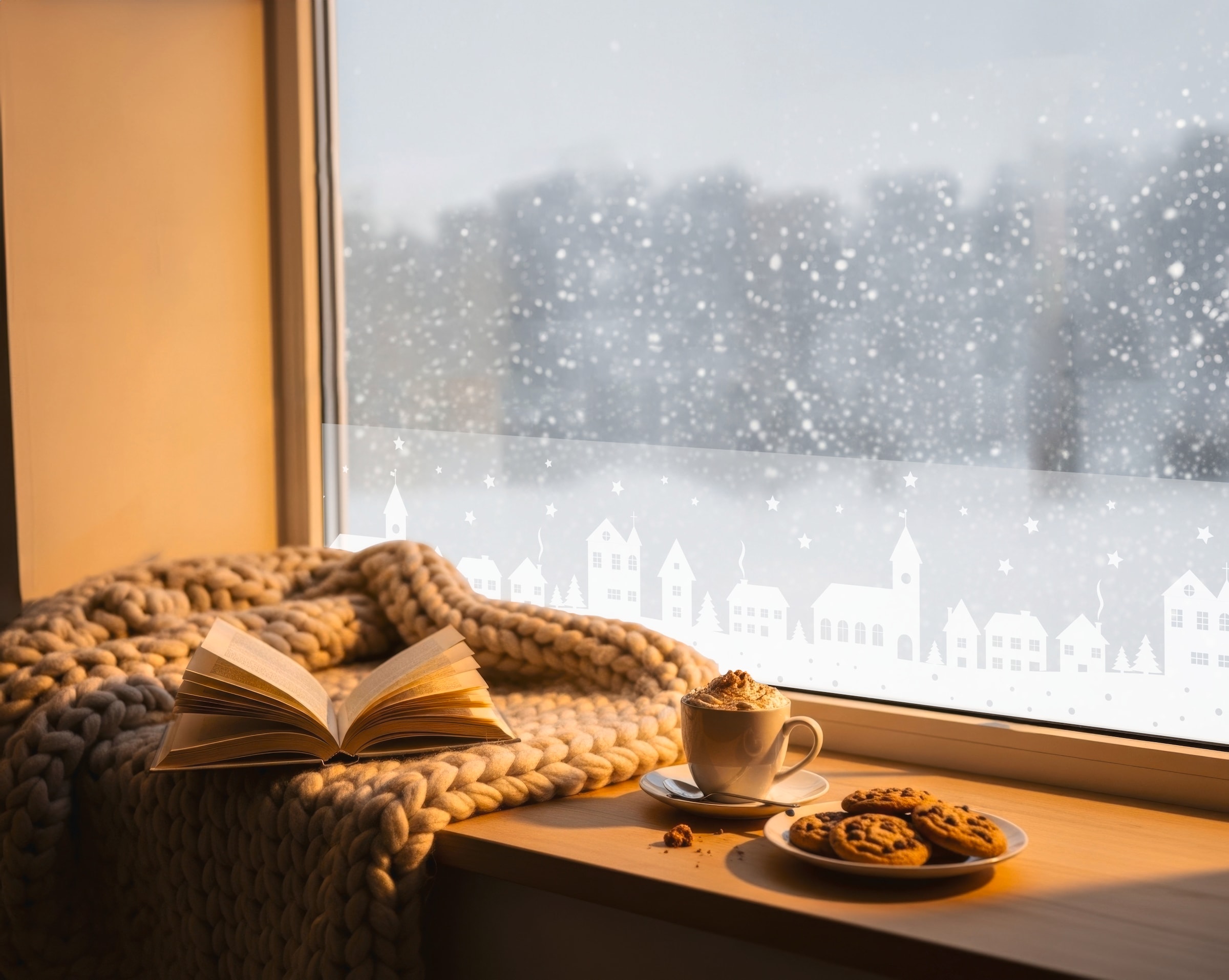 GARDINIA Fensterfolie »Statische Deko-Folie X-Mas Stadt halbtransparent 20 x 150 cm« 1 Stk. halbtransparent statisch haftend