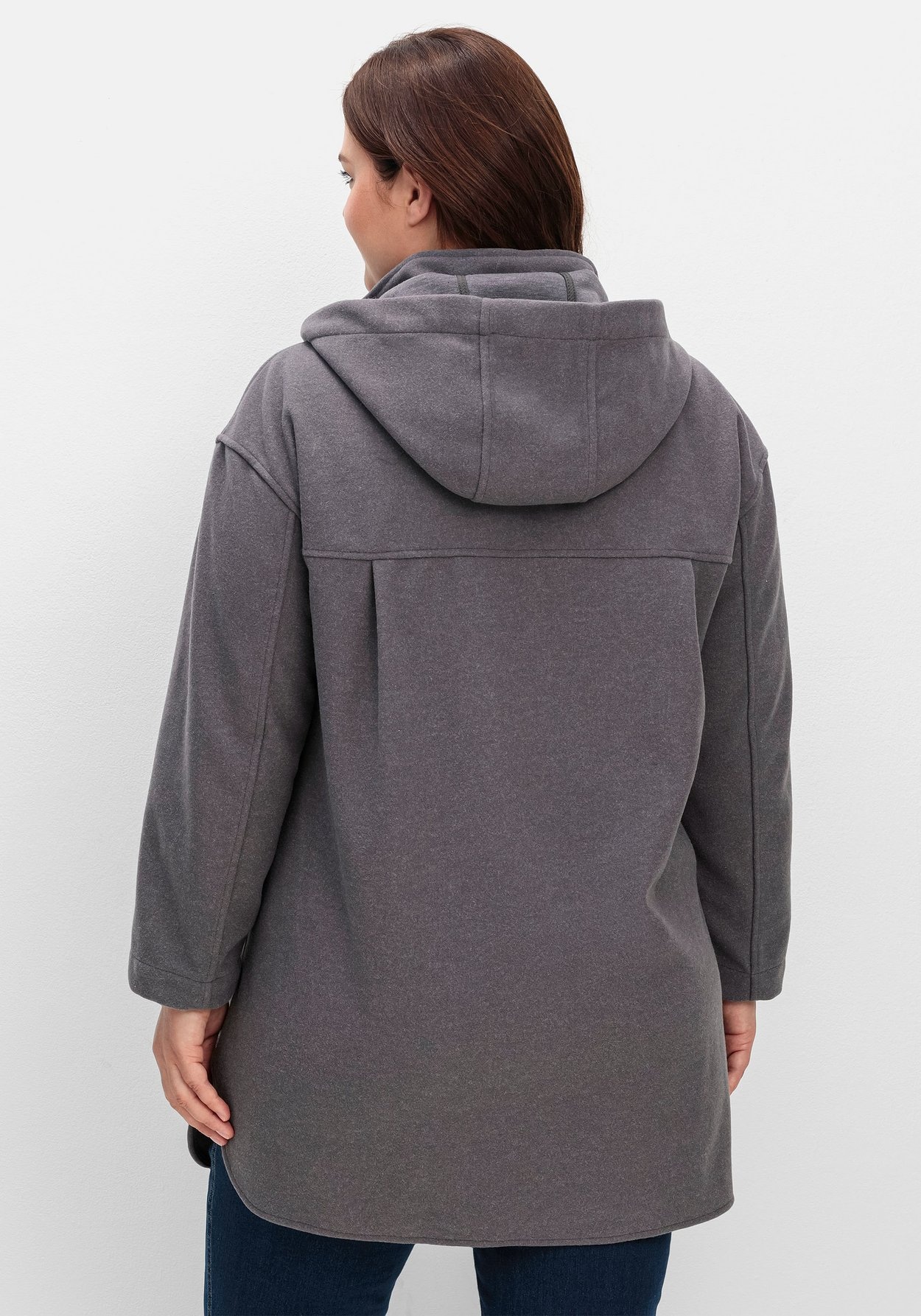 Sheego Langjacke »Kapuzenjacke mit Stehkragen und überschnittenen Schultern«