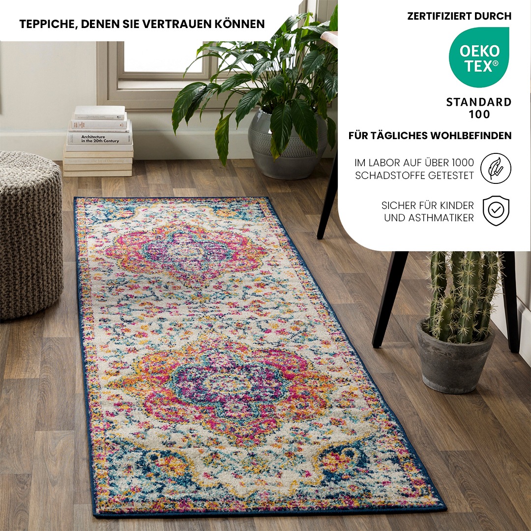 Livabliss Teppich »RABAT«, rechteckig, 8 mm Höhe, Vintage Orientteppich, Kurzflor Boho Wohnzimmerteppich, Läufer
