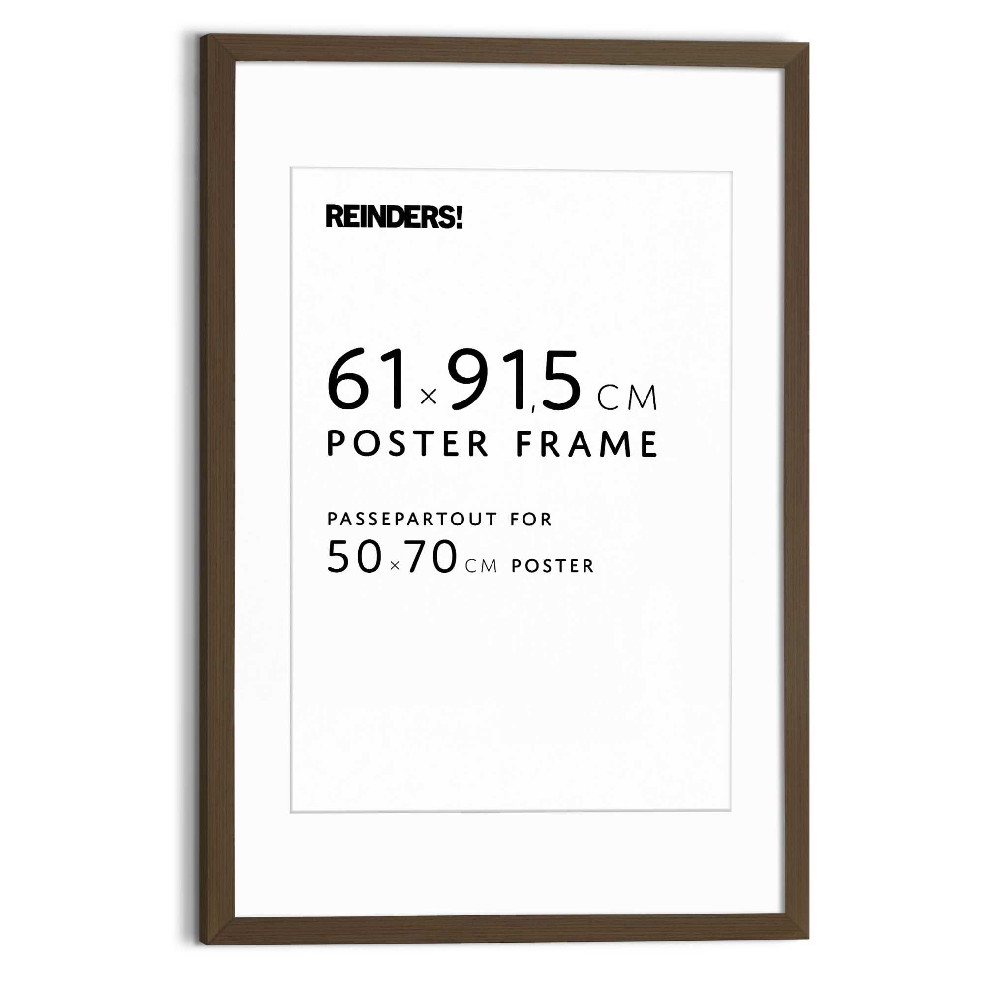Reinders! Bilderrahmen »Bilderrahmen Poster 61x91,5 oder 50x70« für 1 Bilder Wohnzimmer - Walnuß - MDF - 64,5x95 cm, Größe B/H/T: 64,5 cm x 95 cm x...