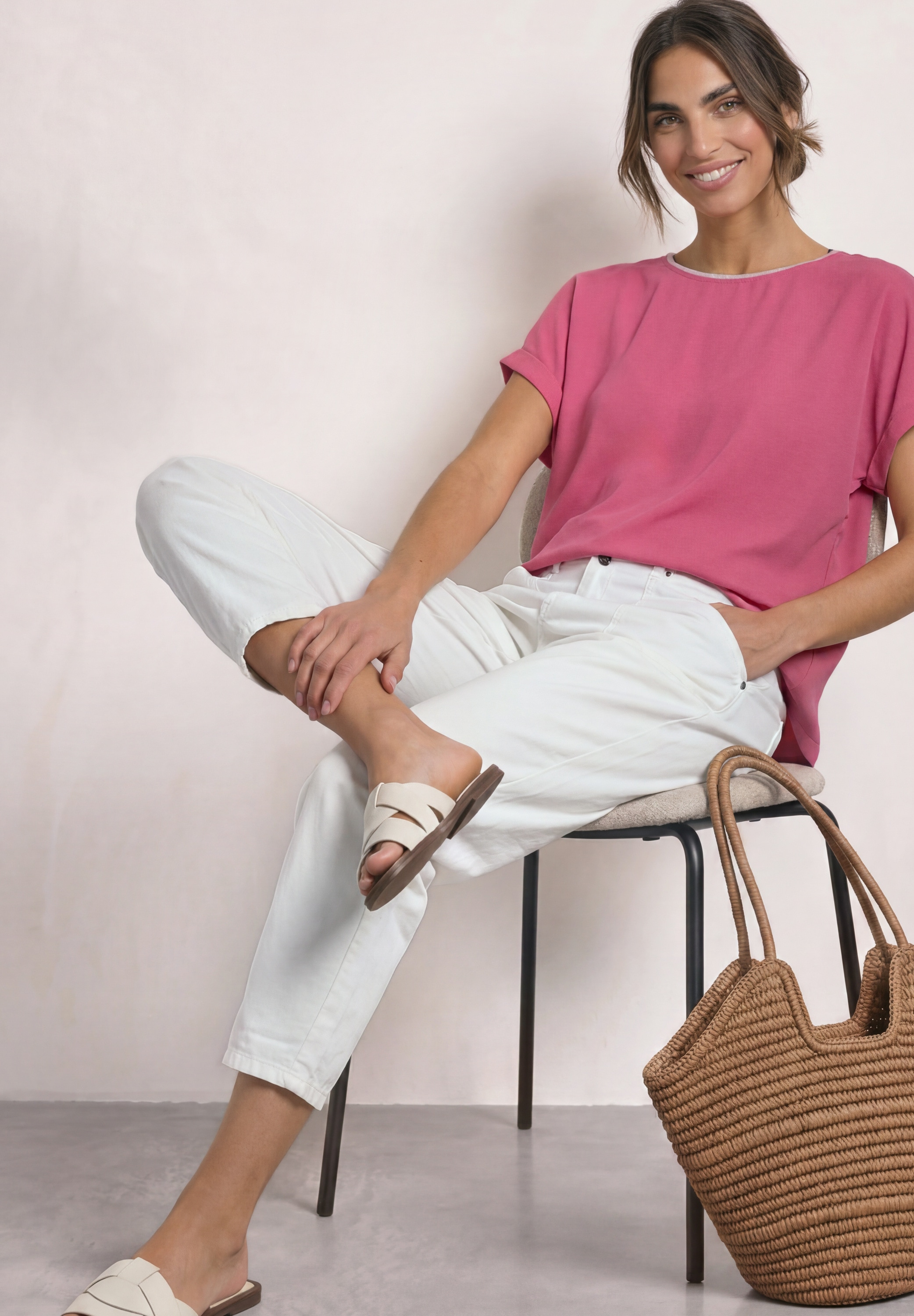 STREET ONE Shirttop 2-in-1 Sommershirt aus Chiffon mit Boat Neck