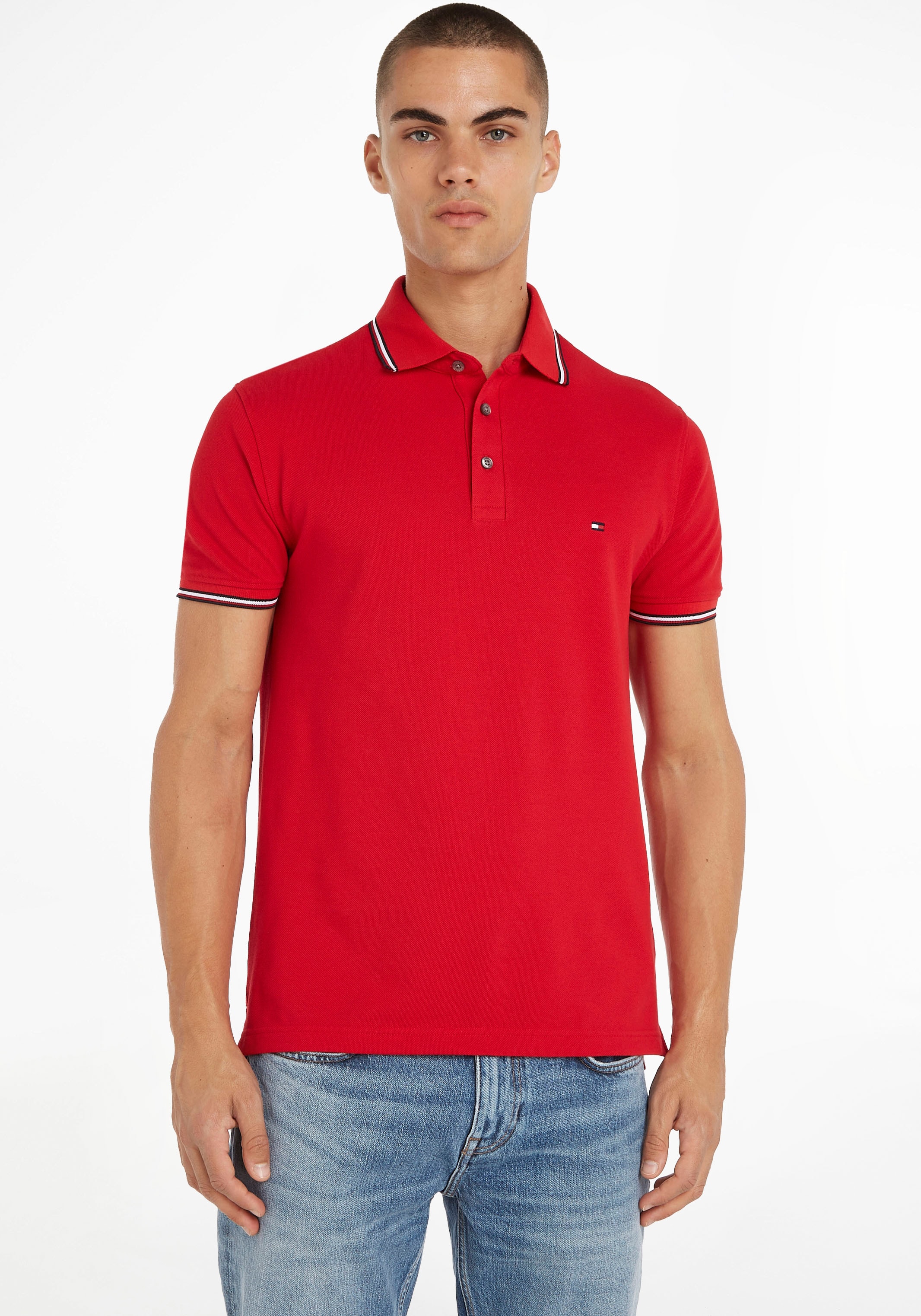 TH-Farben Kragen OTTO Poloshirt und SLIM an »1985 Tommy Ärmel bestellen online Hilfiger POLO«, RWB mit TIPPED bei