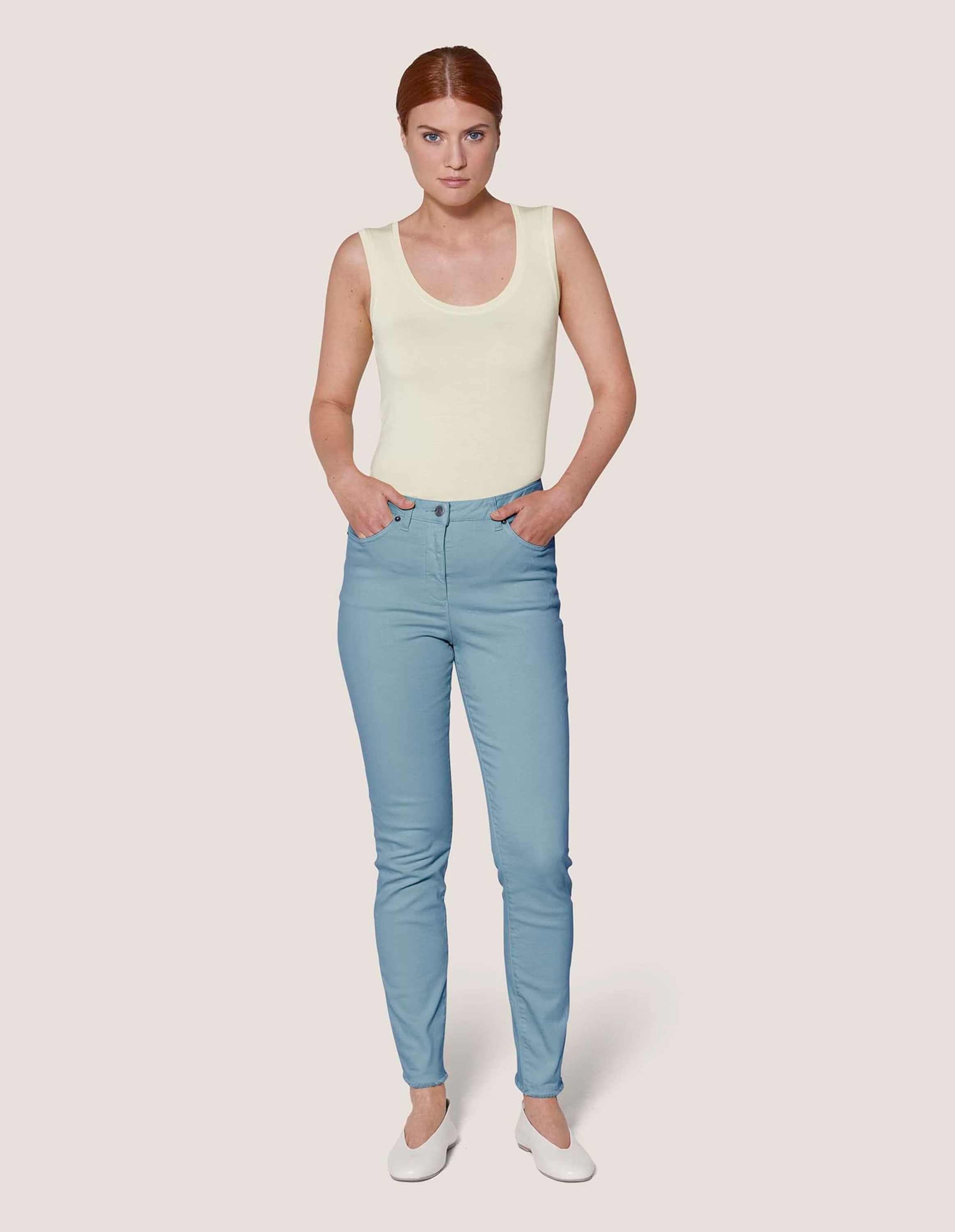 MADELEINE Regular-fit-Jeans »Jeans Mid Waist Skinny-Hose mit Fransen«