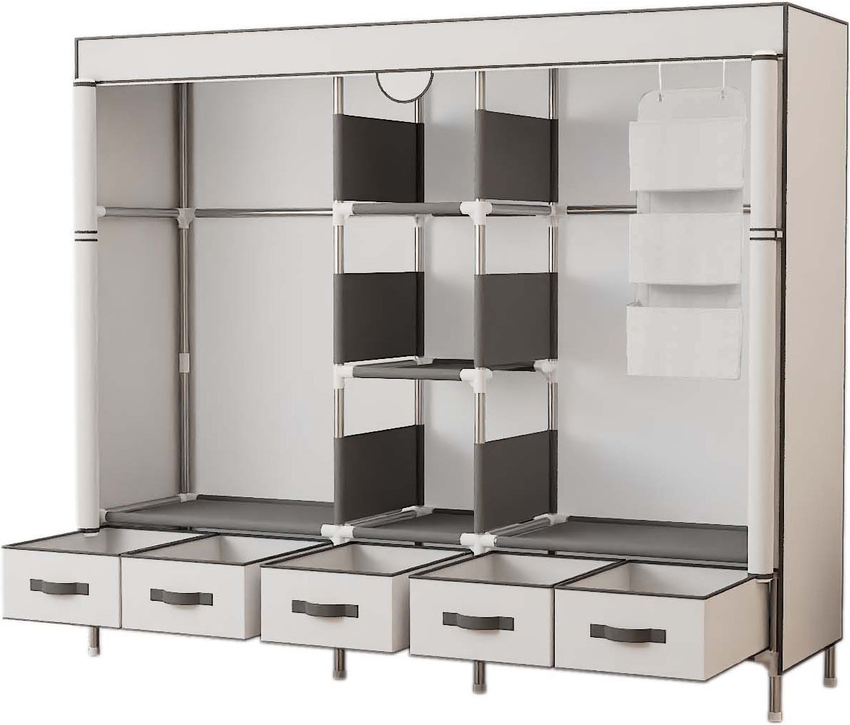INOSIGN Kleiderschrank »Stockholm Stoffkleiderschrank Bestseller in diversen Ausführungen«, (Stabile Konstruktion mit Schubladen in vielen Breiten erhältlich), Schlafzimmer Garderobe Schrank Stoffkleiderschrank mit viel Stauraum