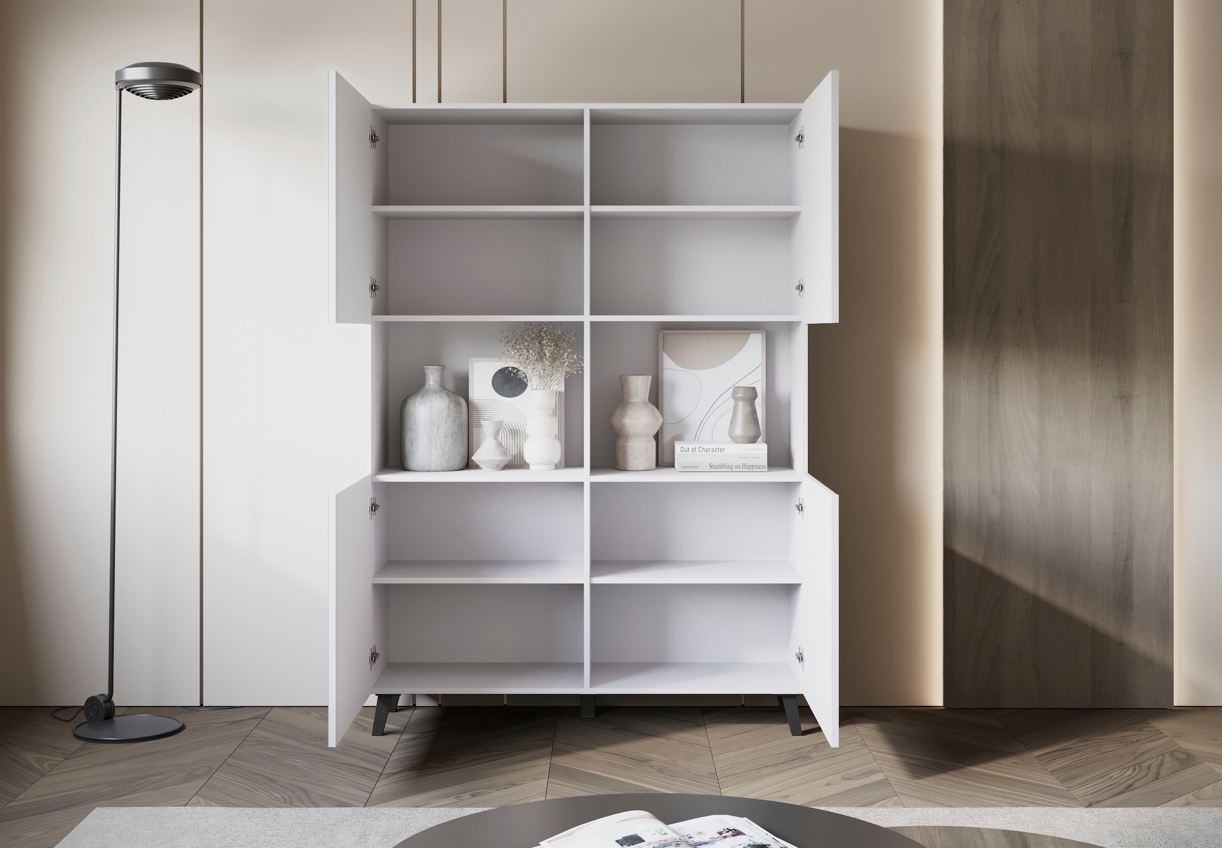 INOSIGN Highboard »PHUKET«, (1 St.), Moderne Hochkommode ohne Griffe mit 10 Fächern, Breite 120 cm