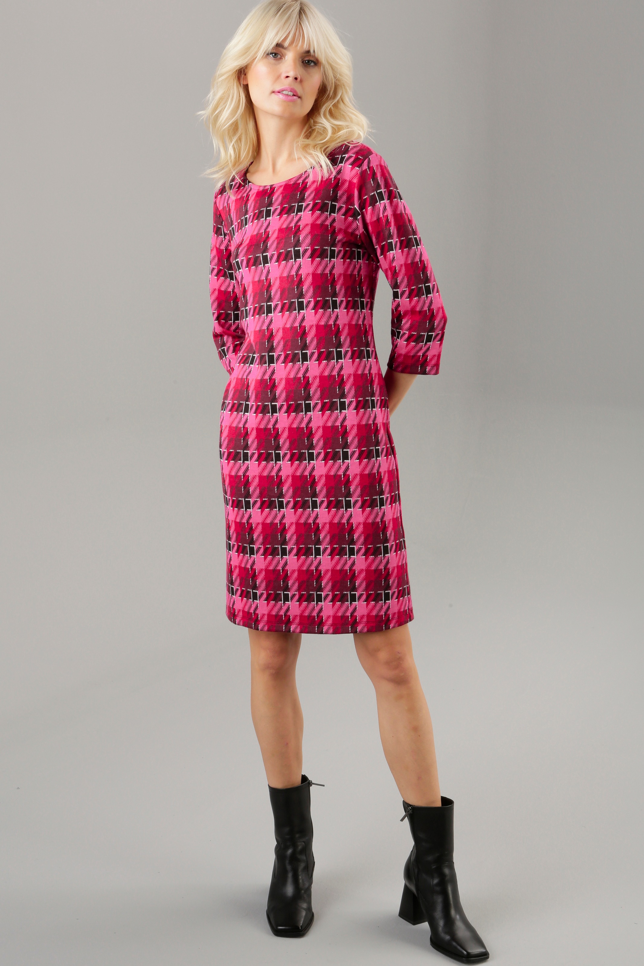 Aniston SELECTED Jerseykleid, mit Knallfarben bei OTTO Allover-Muster online bestellen in trendy