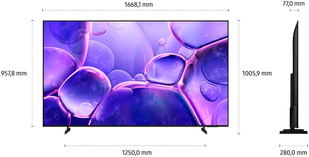Samsung LED-Fernseher »GU75U8079FU«, 4K Ultra HD, Smart-TV, Crystal UHD, Q-Symphony, Dolby Surround Sound, Triple Tuner, Smart-Hub