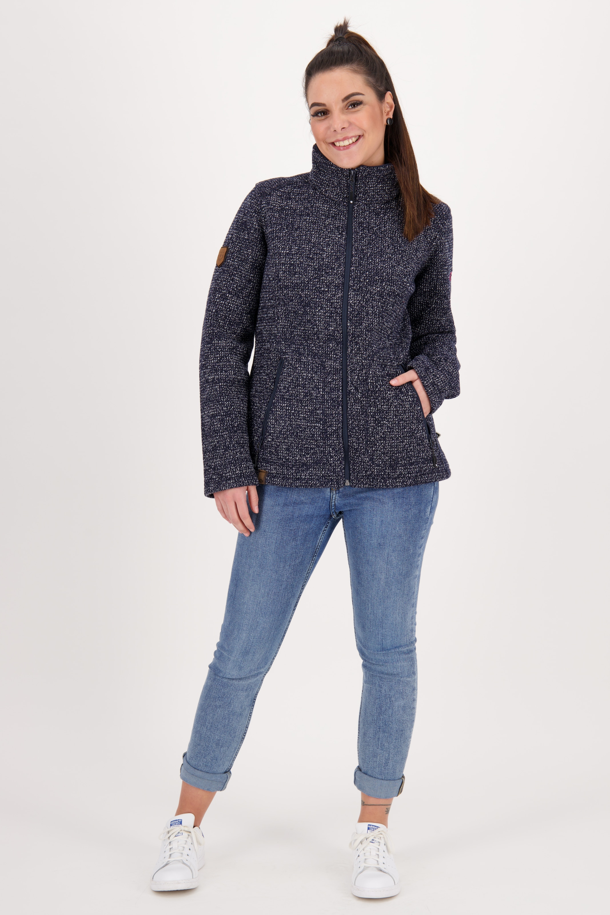DEPROC Active Strickfleecejacke »KITTOBE LAKE WOMEN«, Kontrastreissverschluss