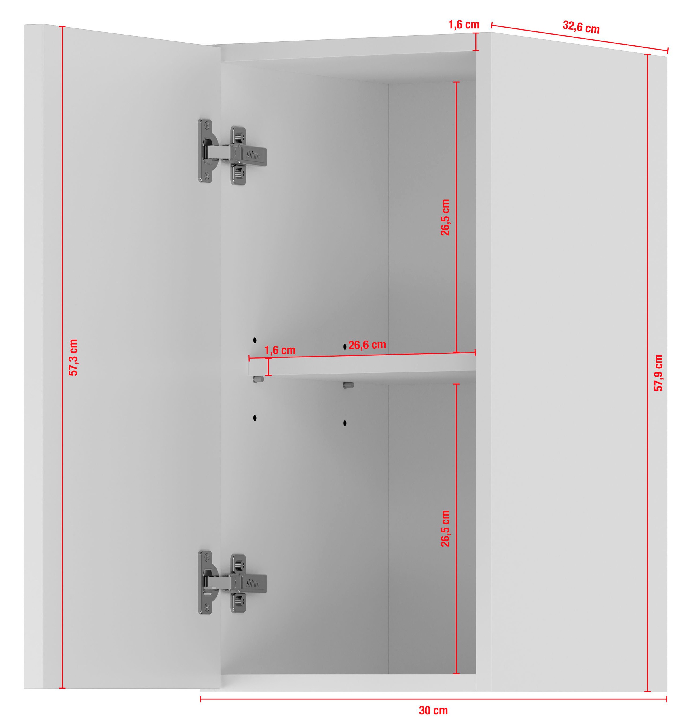 IMPULS KÜCHEN Hängeschrank »"Turin", Breite/Höhe: 30/57,9 cm«, vormontiert, mit Falt-Lifttür, mit verstellbarem Fachboden