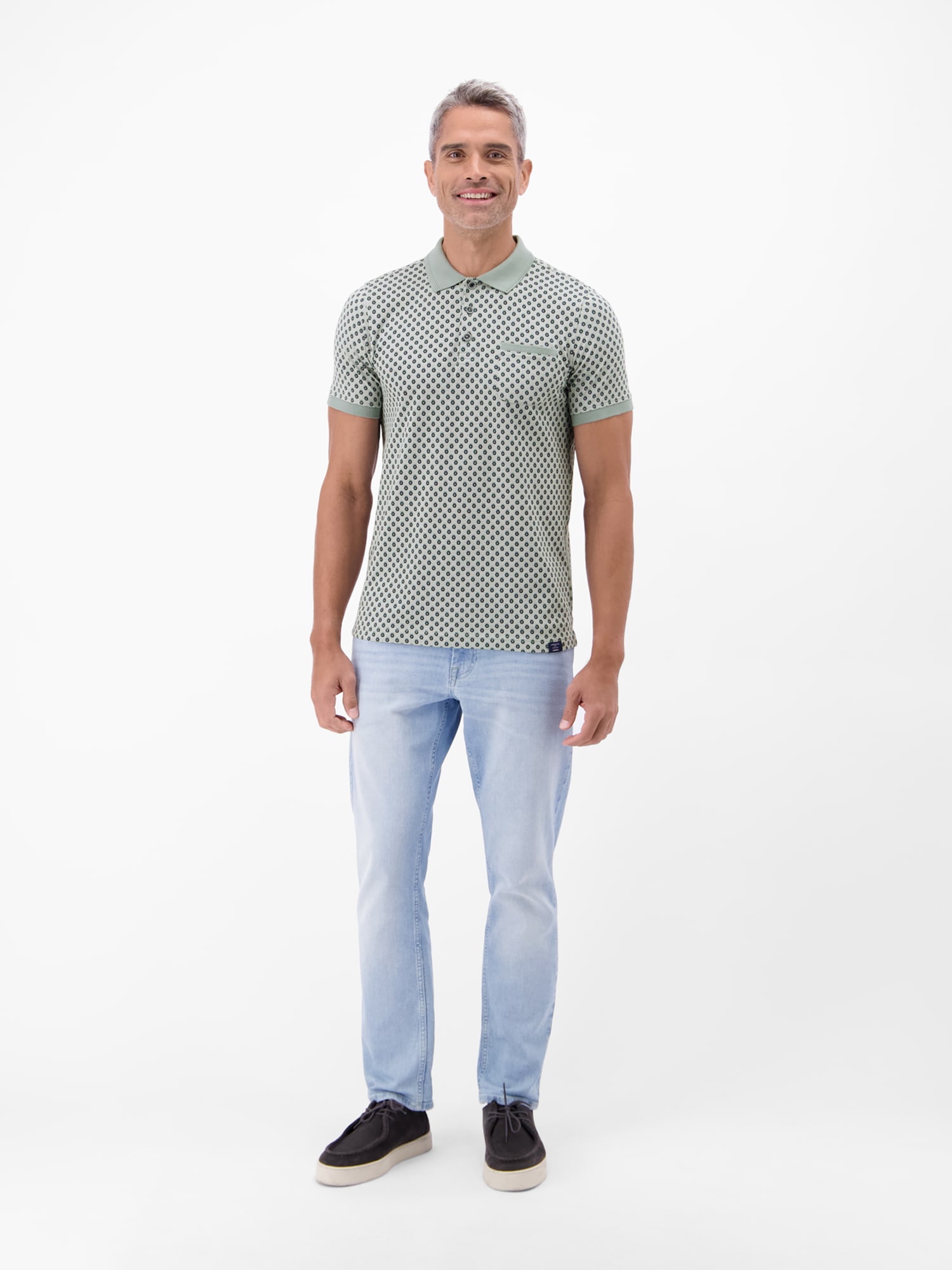 LERROS Poloshirt »Poloshirt in 2-Tone-Optik und All-over-Print«
