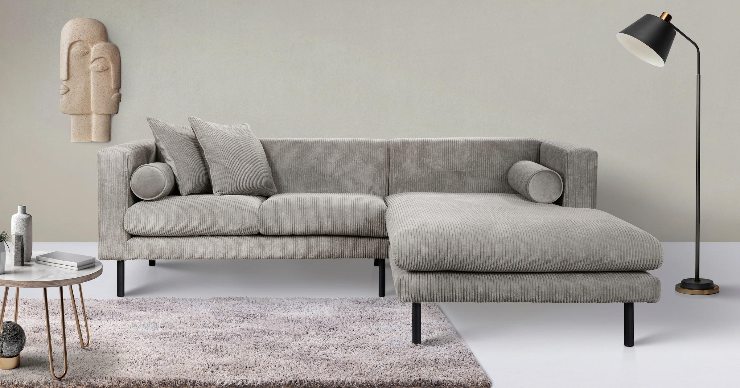 Guido Maria Kretschmer Home&Living Ecksofa »Lillibeth L-Form«, Zierkissen als Wendekissen, in Samtoptik oder Cord