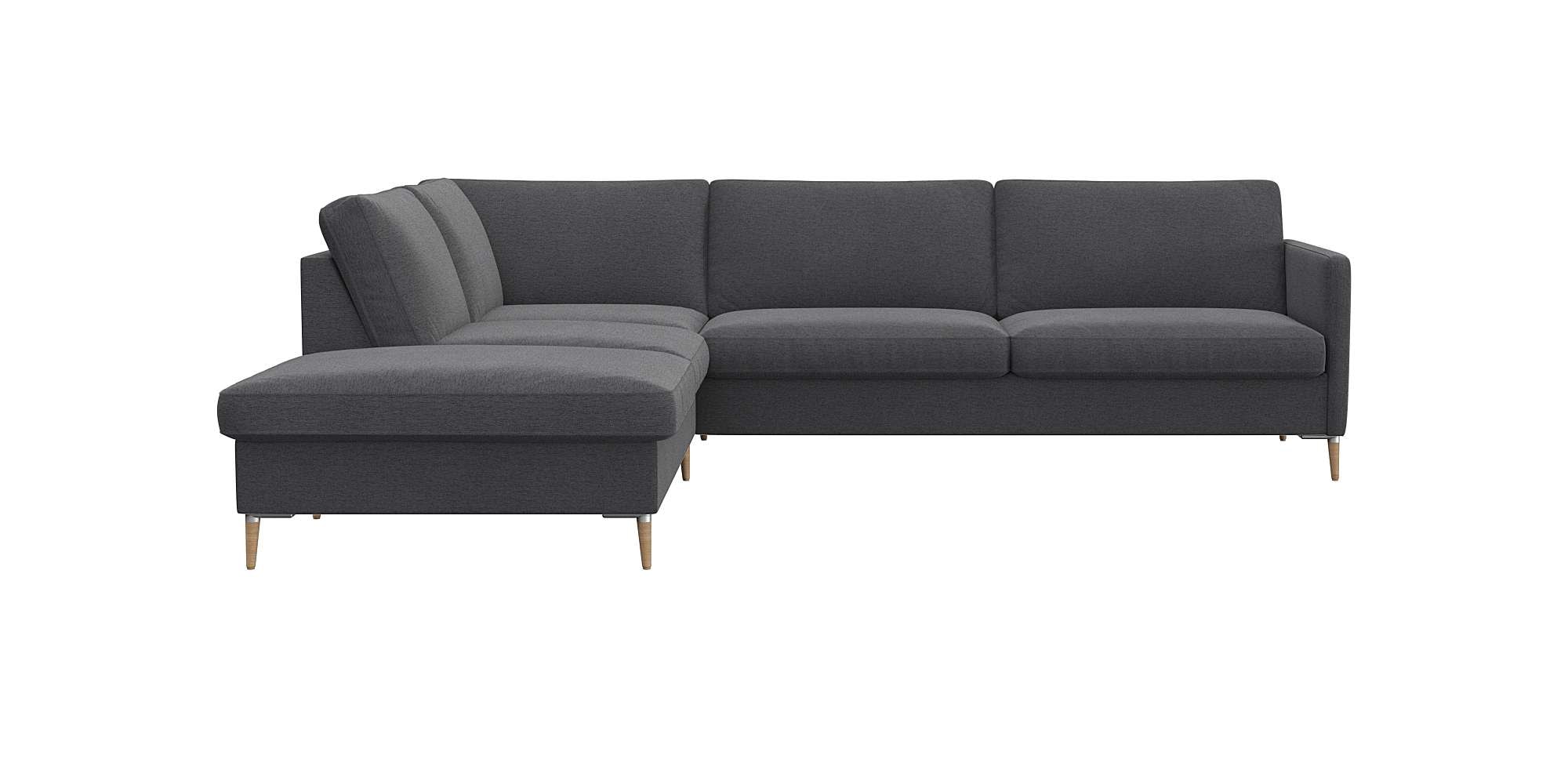 FLEXLUX Ecksofa »Fiore, L-Form« schmale Armlehnen, Kaltschaum, Füße Alu+ Eiche