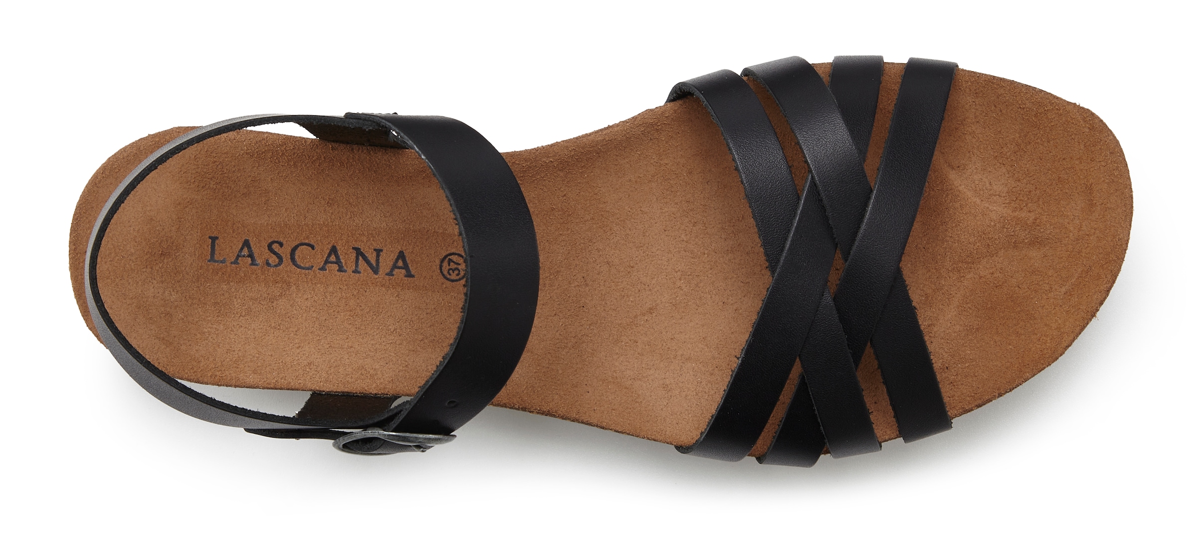 LASCANA Sandale »Sandalette, Sommerschuh«, aus Leder mit komfortablem Korkfußbett
