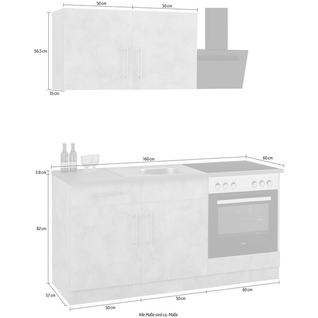 wiho Küchen Küche »Cali«, wahlweise mit E-Geräten, Breite 160 cm im OTTO  Online Shop | Backofenumbauschränke