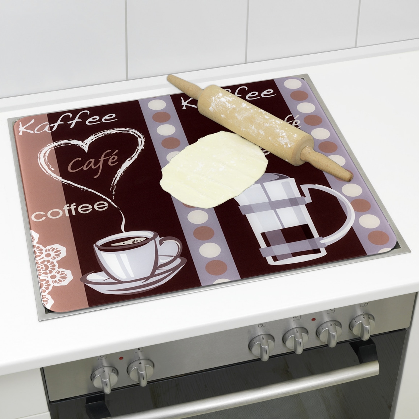 Maximex Schneide- und Abdeckplatte »Modell Kaffeeduft« Spritzschutz, Herdblende, Schneidbrett, für Glaskeramik-Kochfelder