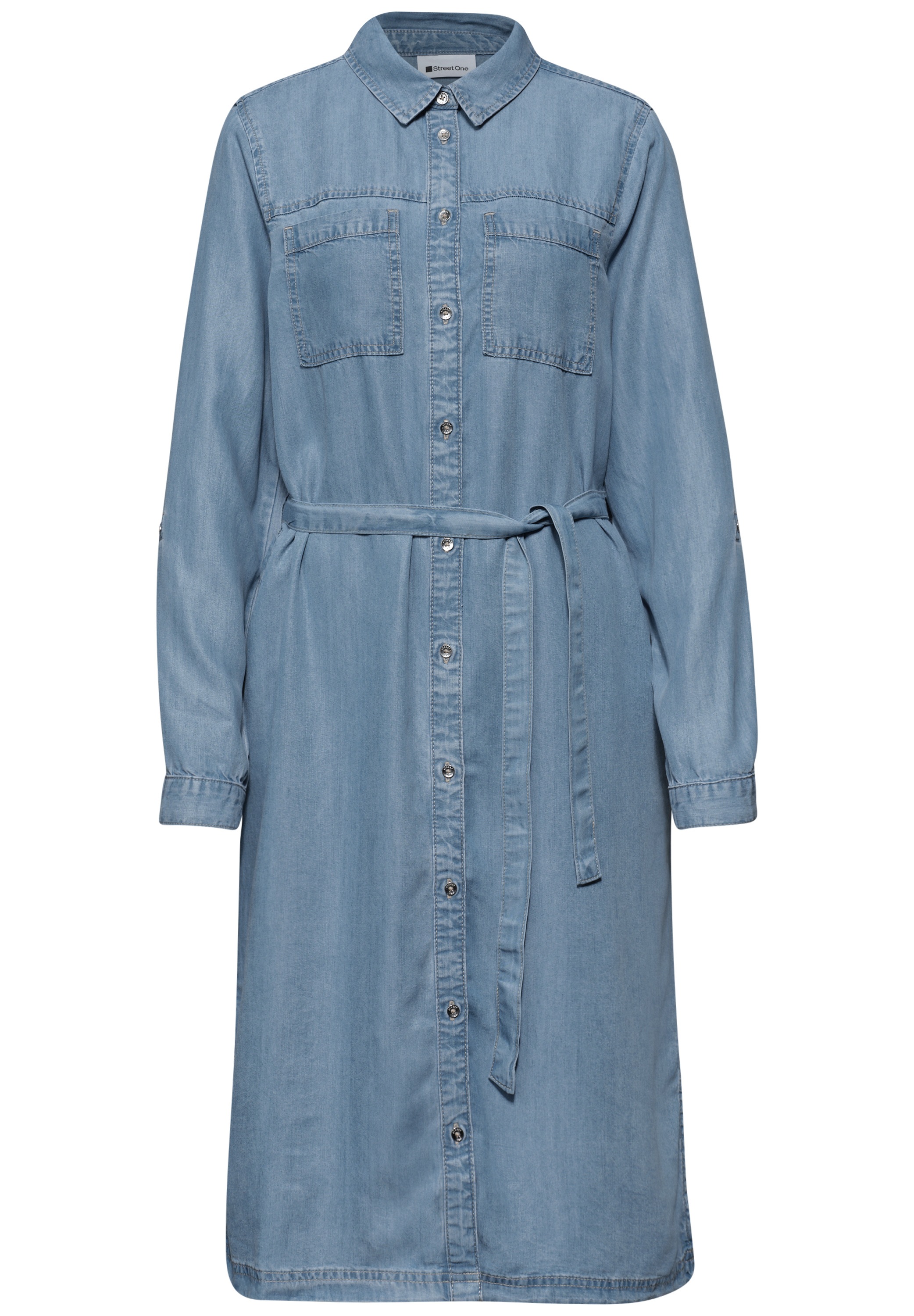 STREET ONE Jeanskleid Brusttaschen | Eingrifftaschen seitliche Schlitze, washed Look