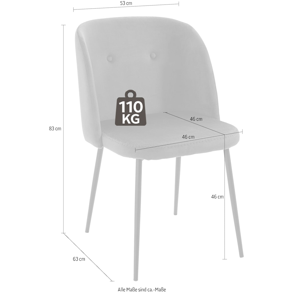 Homexperts Esszimmerstuhl »Micky«, (Set), 2 St., Samtstoff