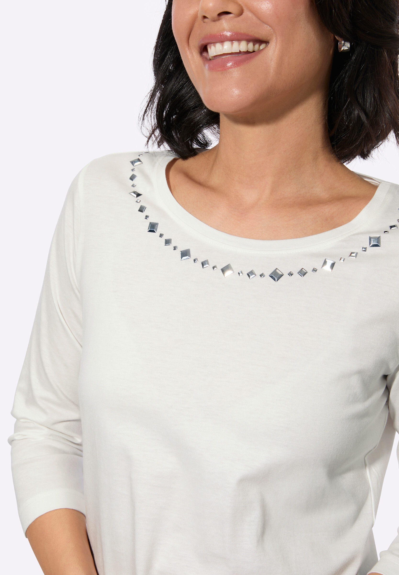 Witt T-Shirt »Rundhals-Shirt Rundhalsshirt mit Ziersteinchen«