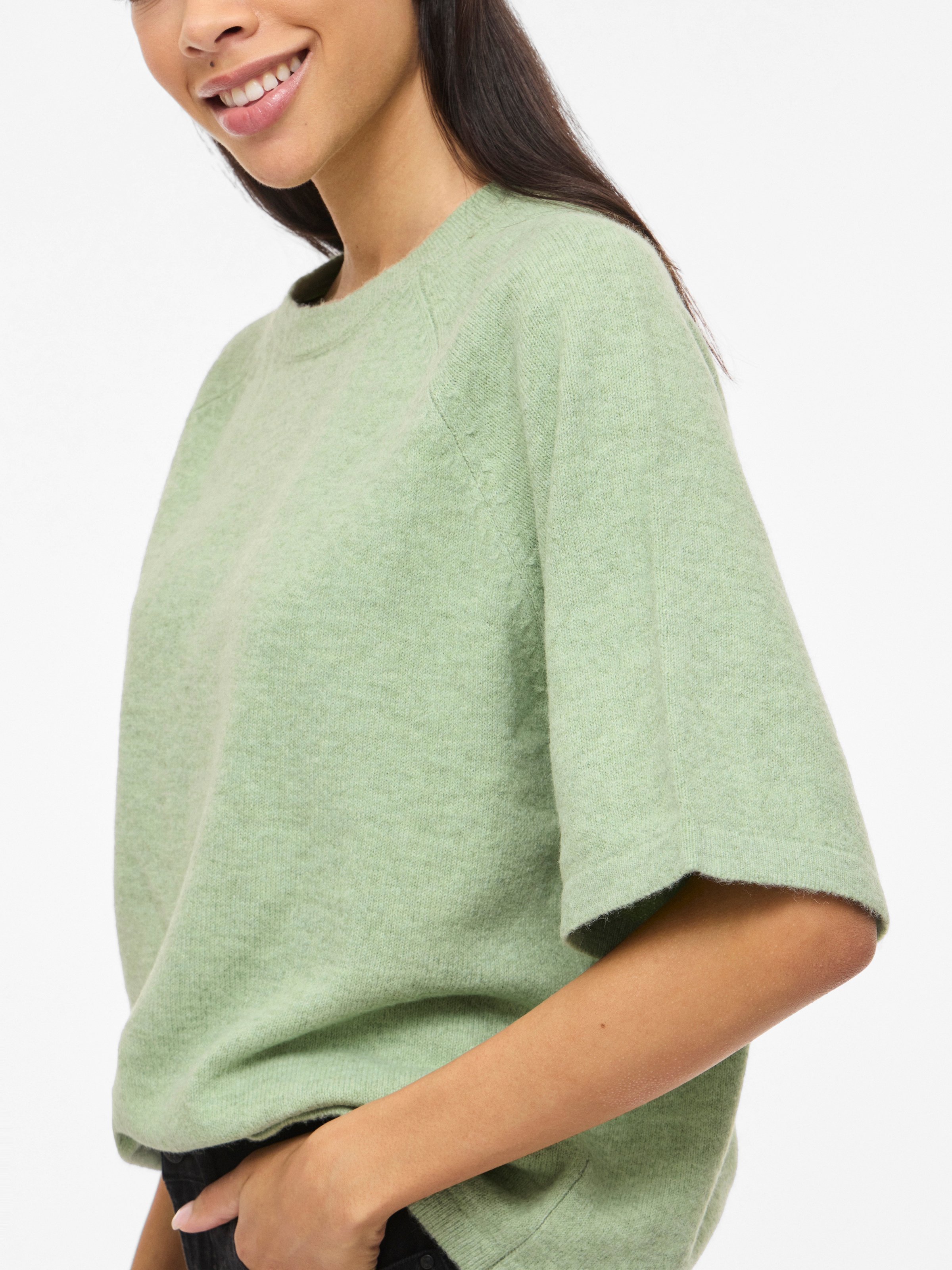 Vila Strickpullover »VILIGA 2/4 O-NECK KNIT TOP - NOOS« Materialmix, relaxed fit