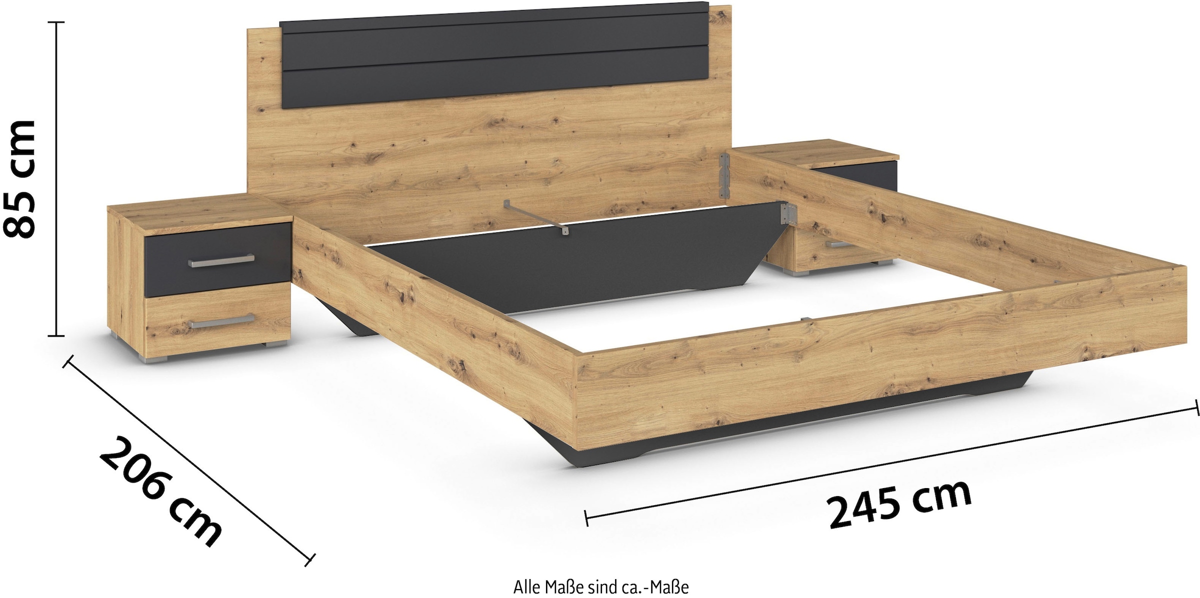 rauch Schlafzimmer-Set »Komplettschlafzimmer Schlafzimmer BARCELONA mit Schrank Breite 226 cm,«, (Set, 4 tlg.), Bett 160 oder 180 cm und 2 Nachttischen MADE IN GERMANY
