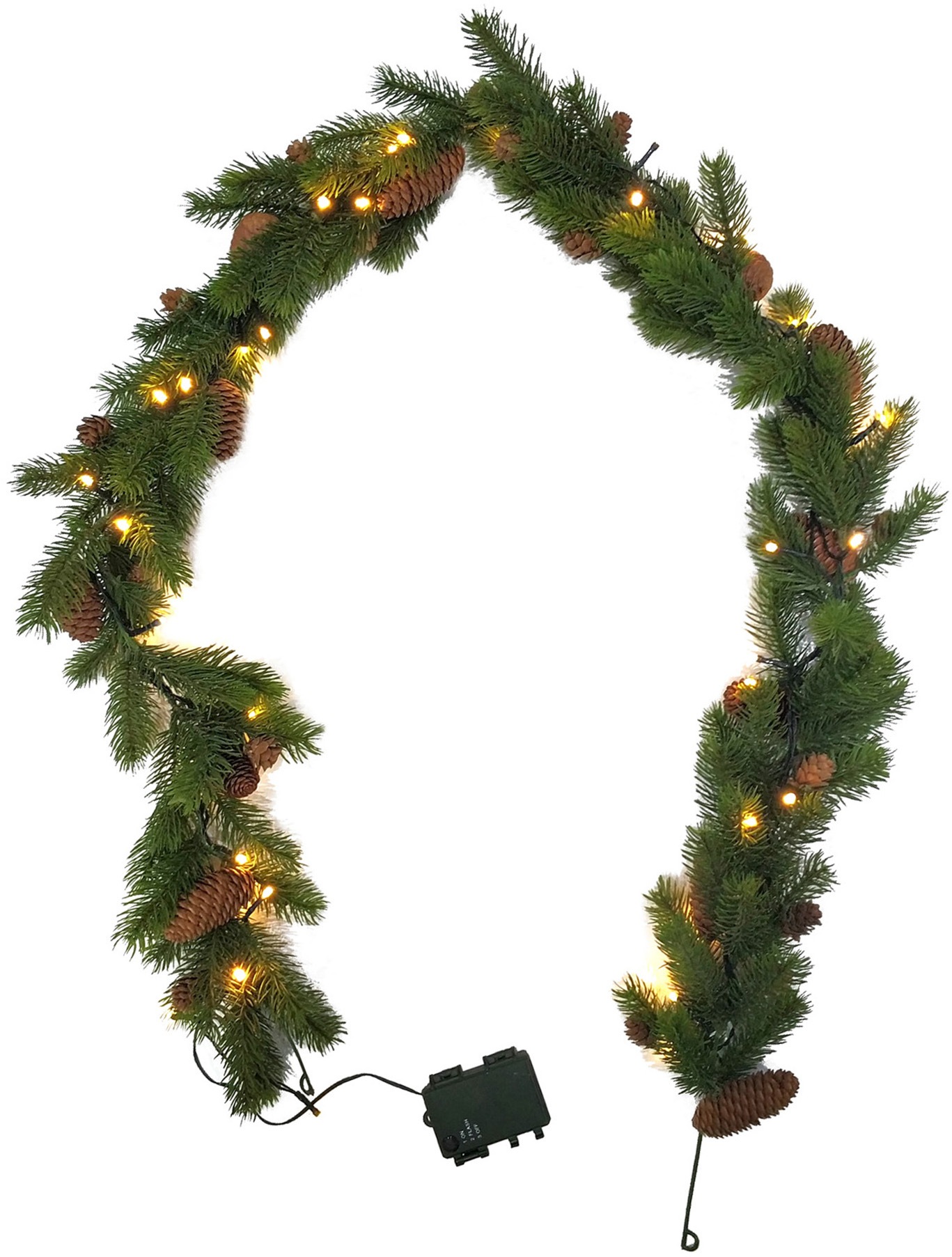 Creativ light LED Dekolicht, Fichtengirlande mit Zapfen, 180 cm, 40 LEDs, mit Batteriebox 3AA
