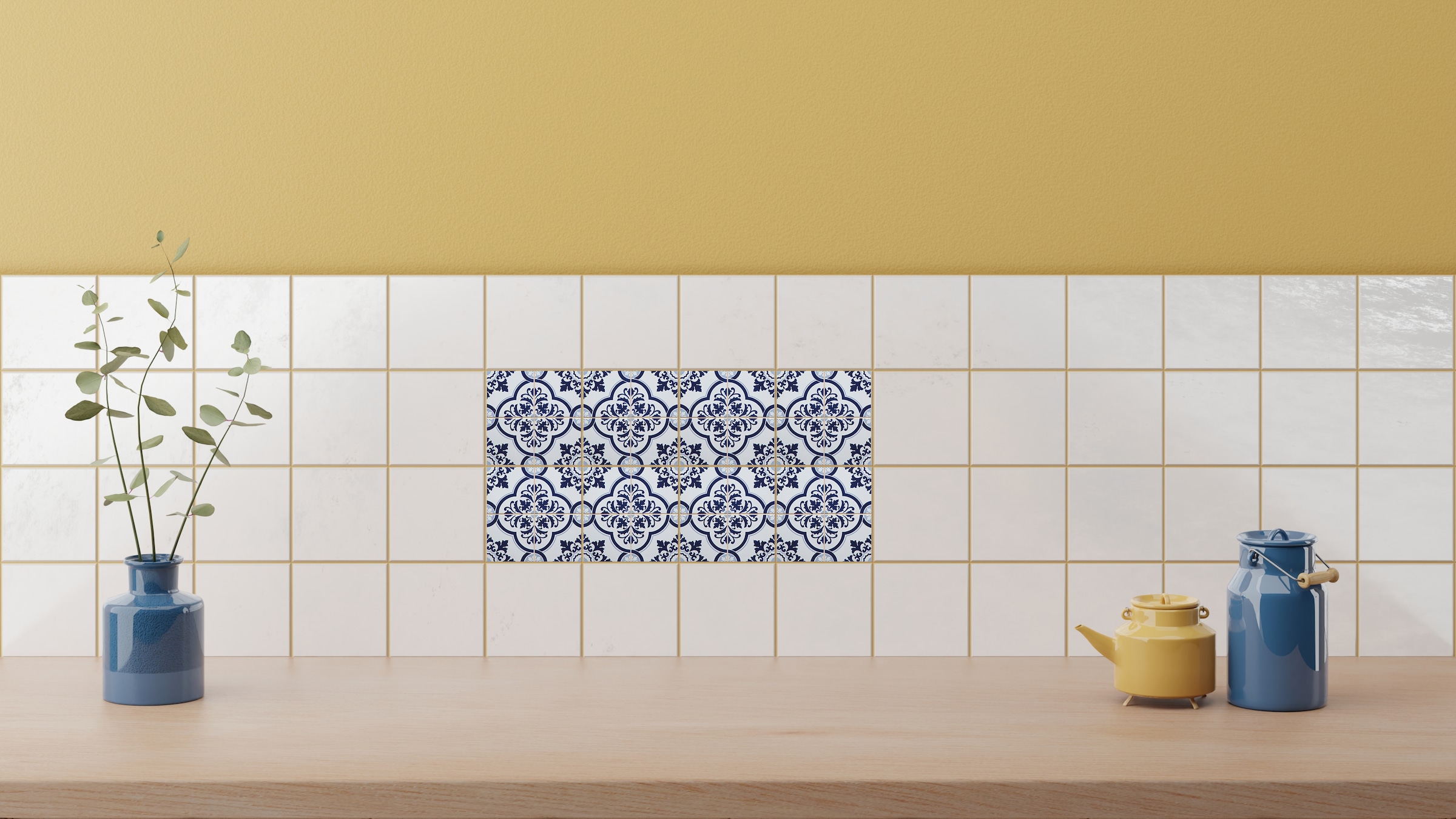 Home affaire Fliesenaufkleber »blaue Ornamente« Stickerfliesen, selbstklebend, Sticker, 12er Set