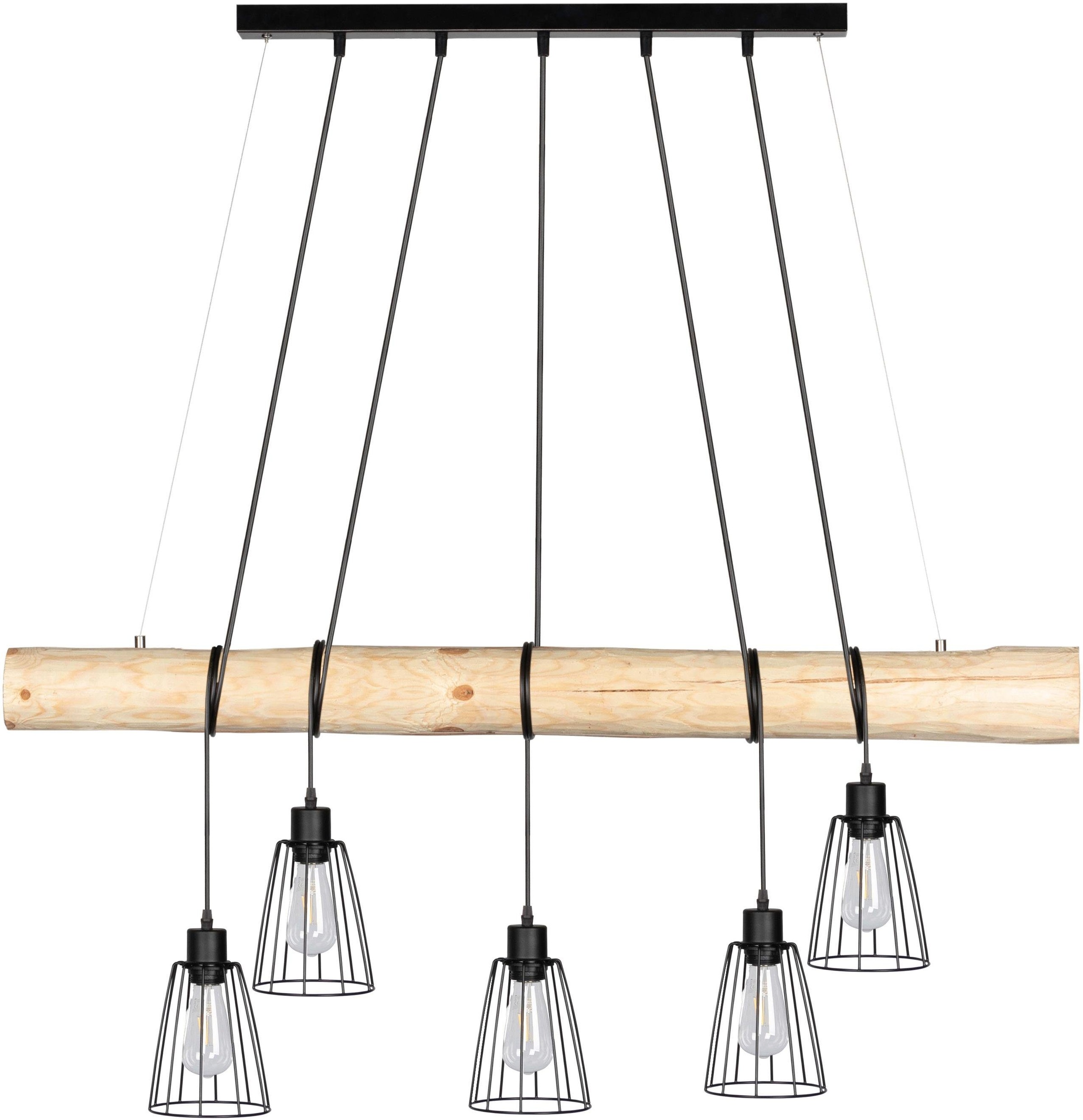 SPOT Light Pendelleuchte »TRABO LONG«, E27, Hängeleuchte, mit Massivholzbalken Ø 8-12 cm, Naturprodukt mit FSC®-zertifikat, Kürzbar, passende LM E27, Made in Europe