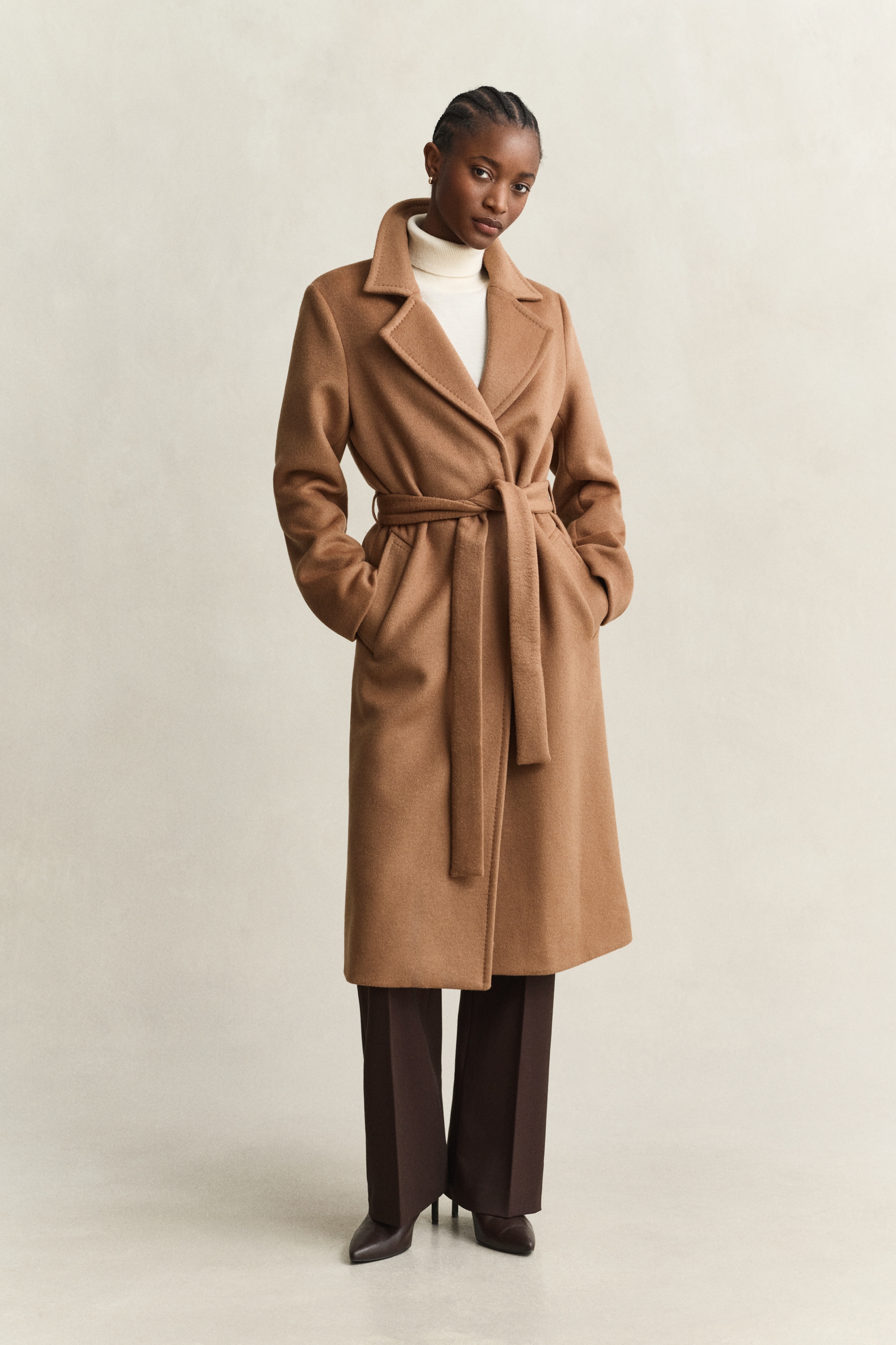 Gant Wollmantel »BELTED WOOL BLEND« Reverskragen, mit Bindegürtel