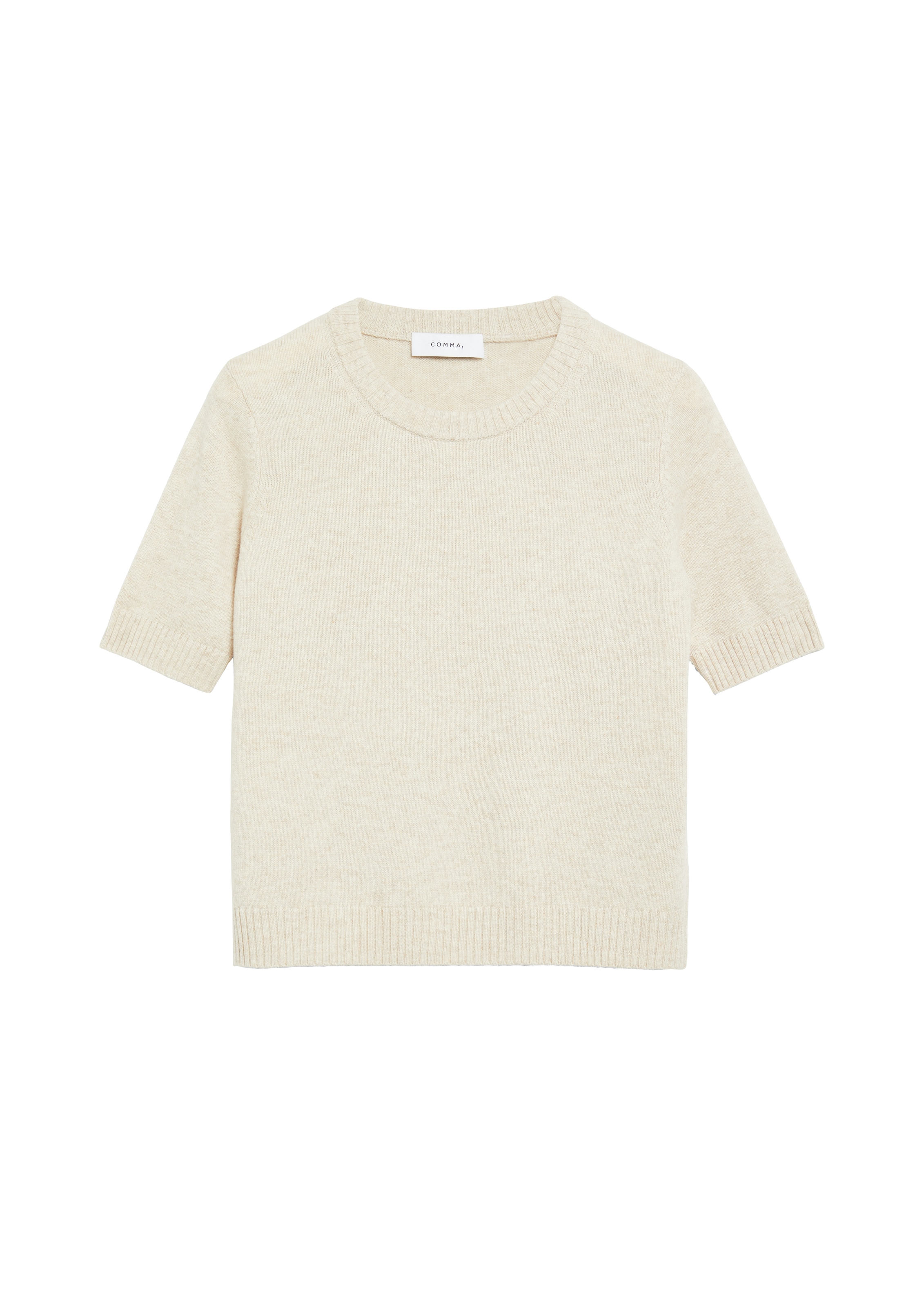 Comma Strickpullover Sommer-Wollpullover mit Kurzarm