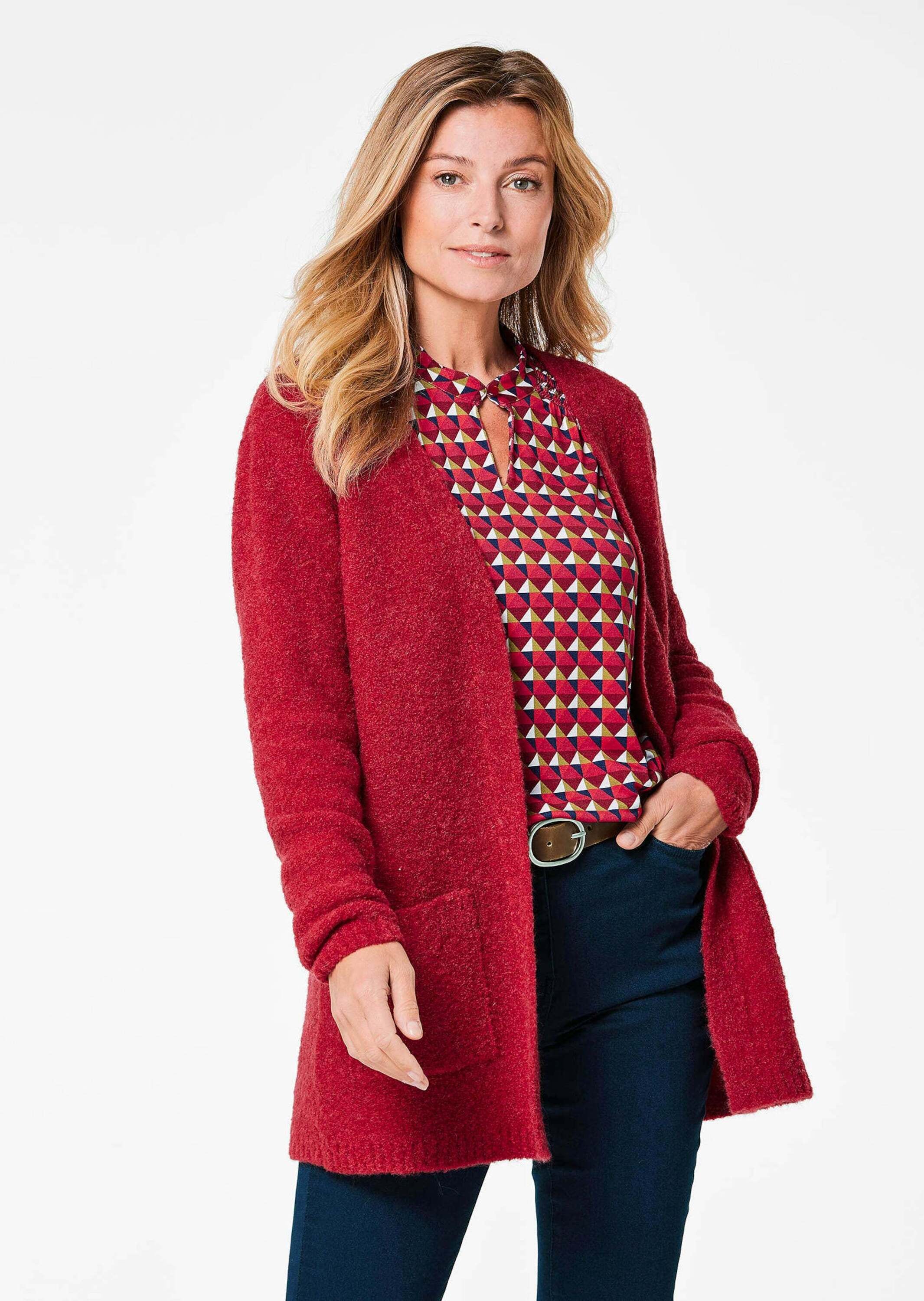 GOLDNER Strickjacke »Kurzgröße Legere Strickjacke aus Bouclégarn« Ohne