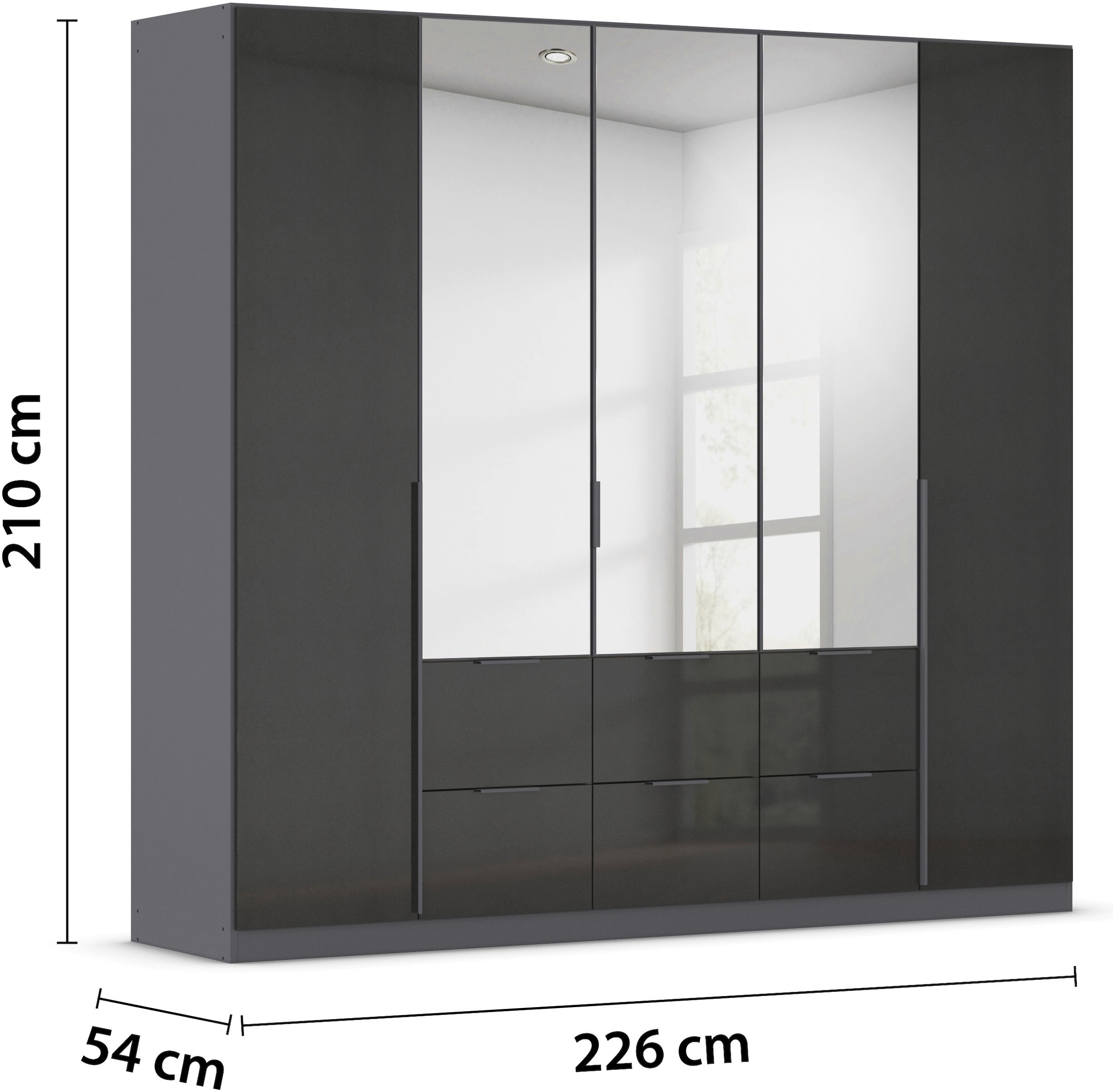 rauch Drehtürenschrank »Kleiderschrank Schrank Garderobe AGORDO mit Dekor- oder Hochglanzfront«, (in zwei Griff-Farben, Breiten 91-360 cm), mit Außenschubkästen, in 7 Breiten und 2 Höhen MADE IN GERMANY