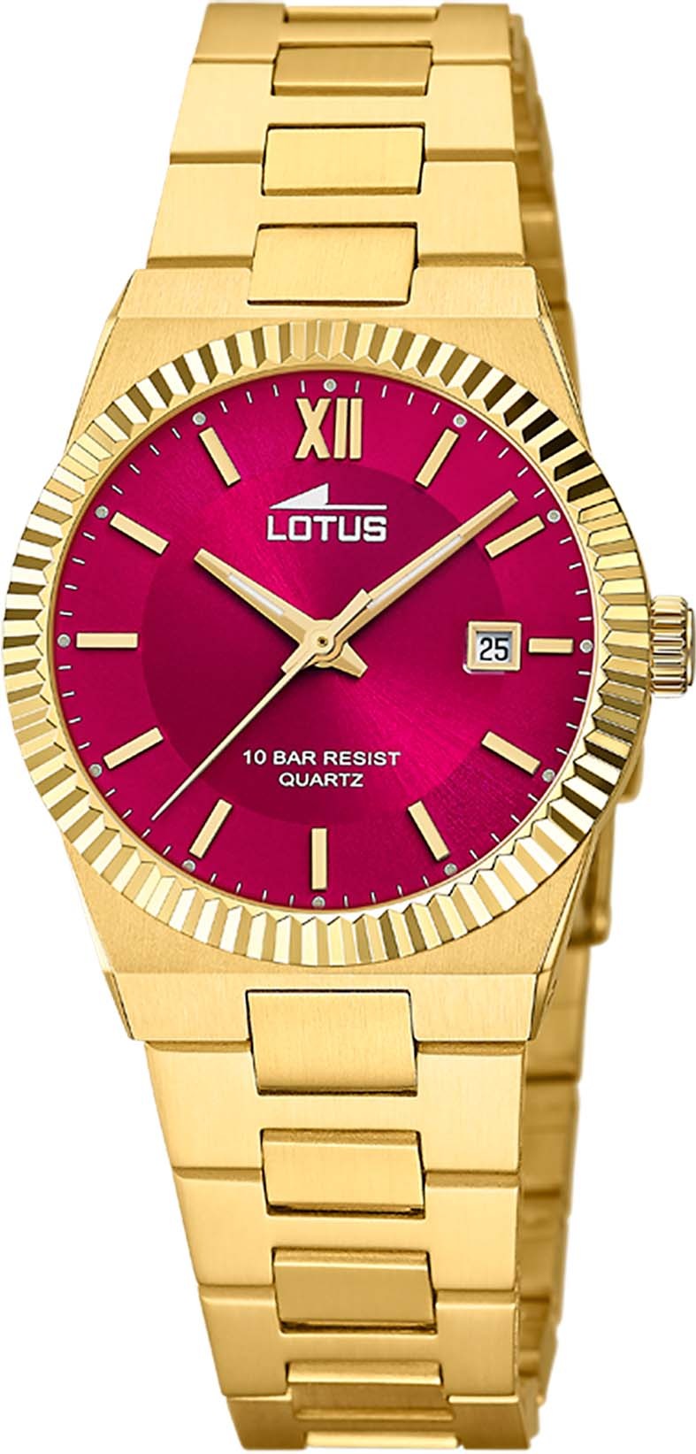 Lotus Quarzuhr, Armbanduhr, Damenuhr, Edelstahlarmband, bis 10 bar wasserdicht