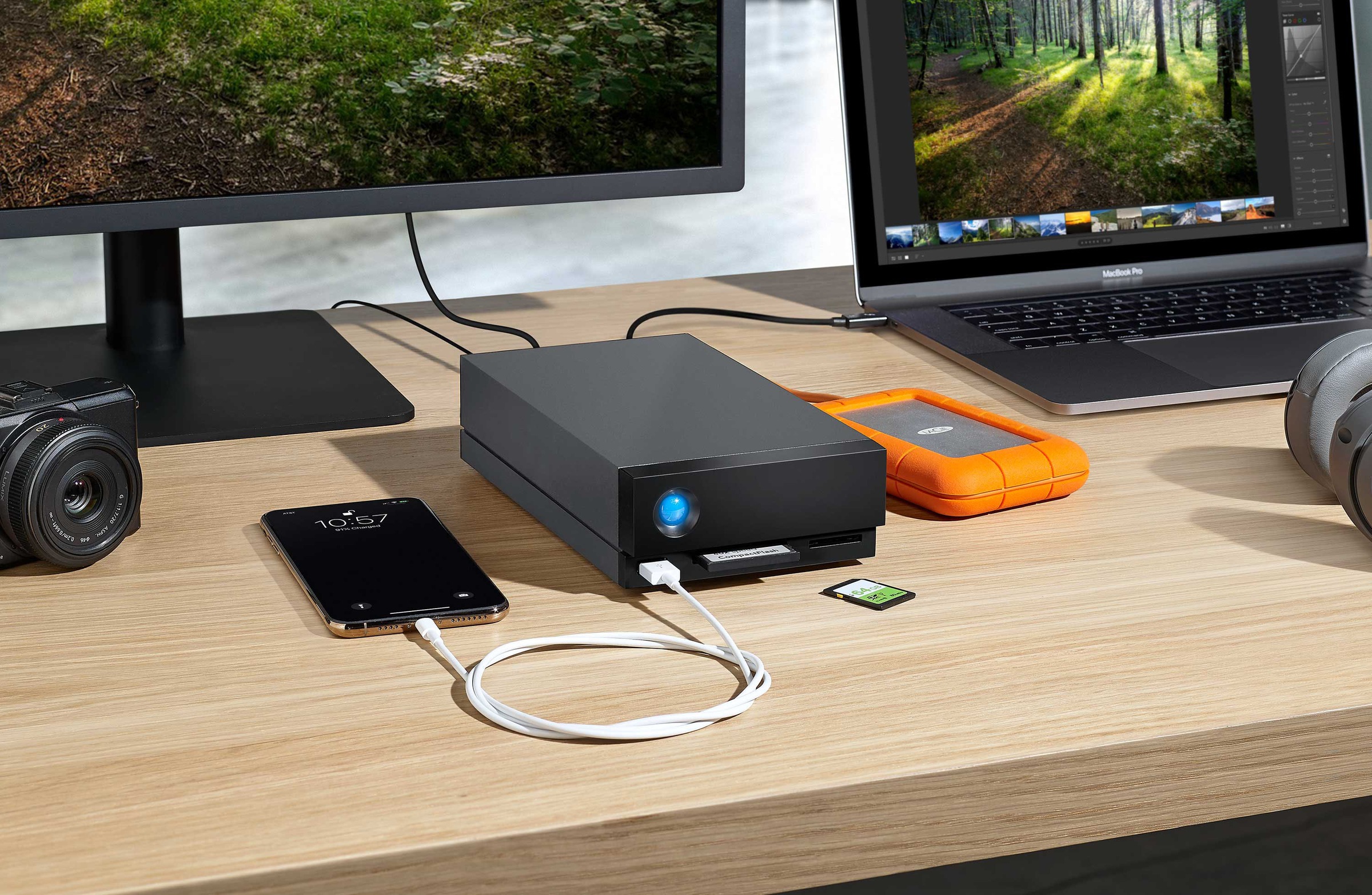 LaCie HDD-NAS-Festplatte »1big Dock«, Anschluss Thunderbolt 3-DisplayPort-SD-/CF-Kartensteckplätze-USB